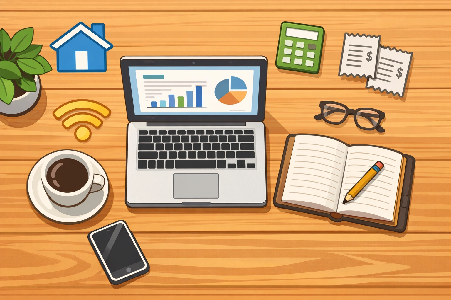 Home office workspace setup showing tax deduction opportunities for small business owners