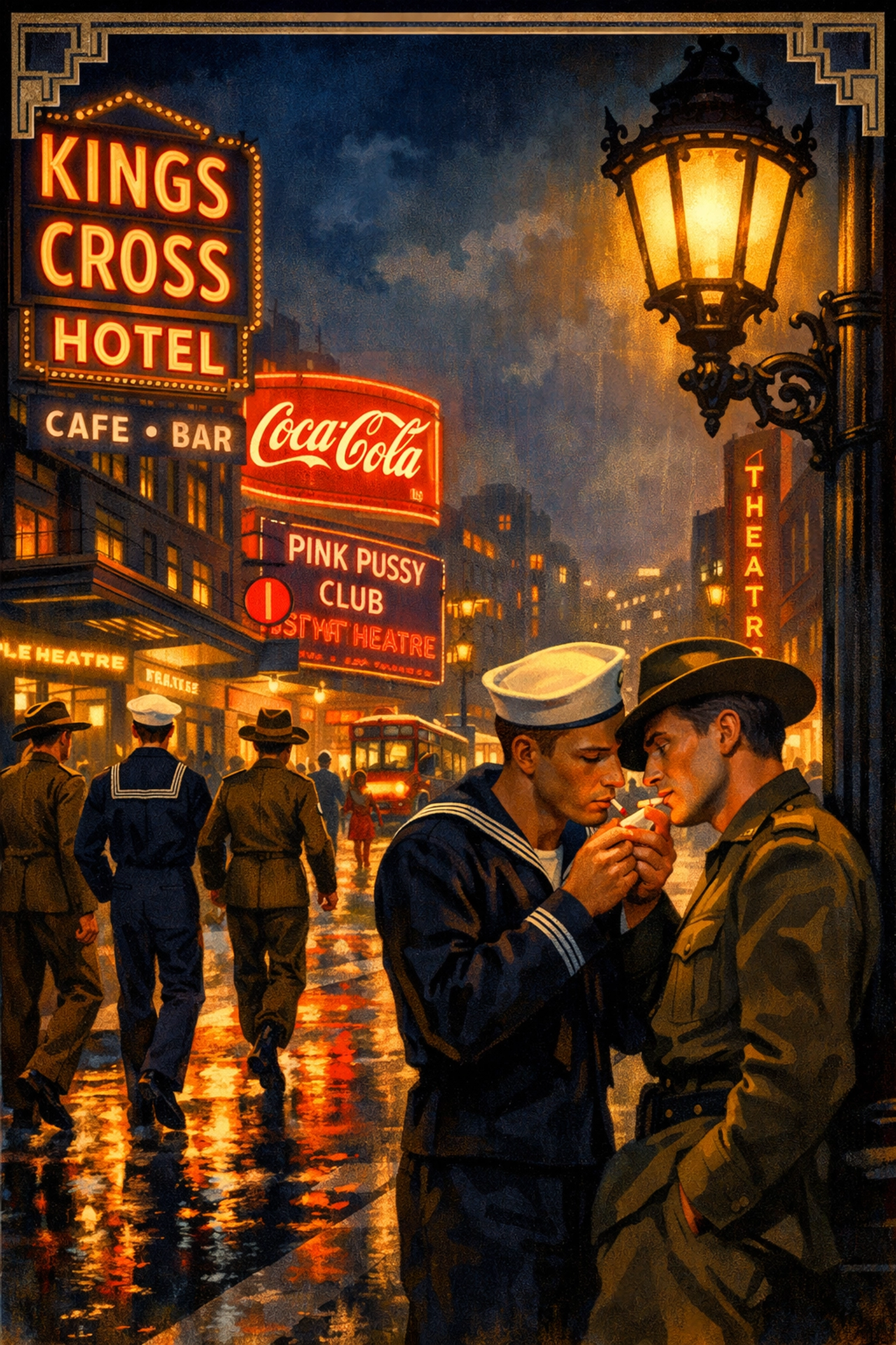 Kings Cross Sydney nightlife during WWII with gay servicemen in safe meeting spaces