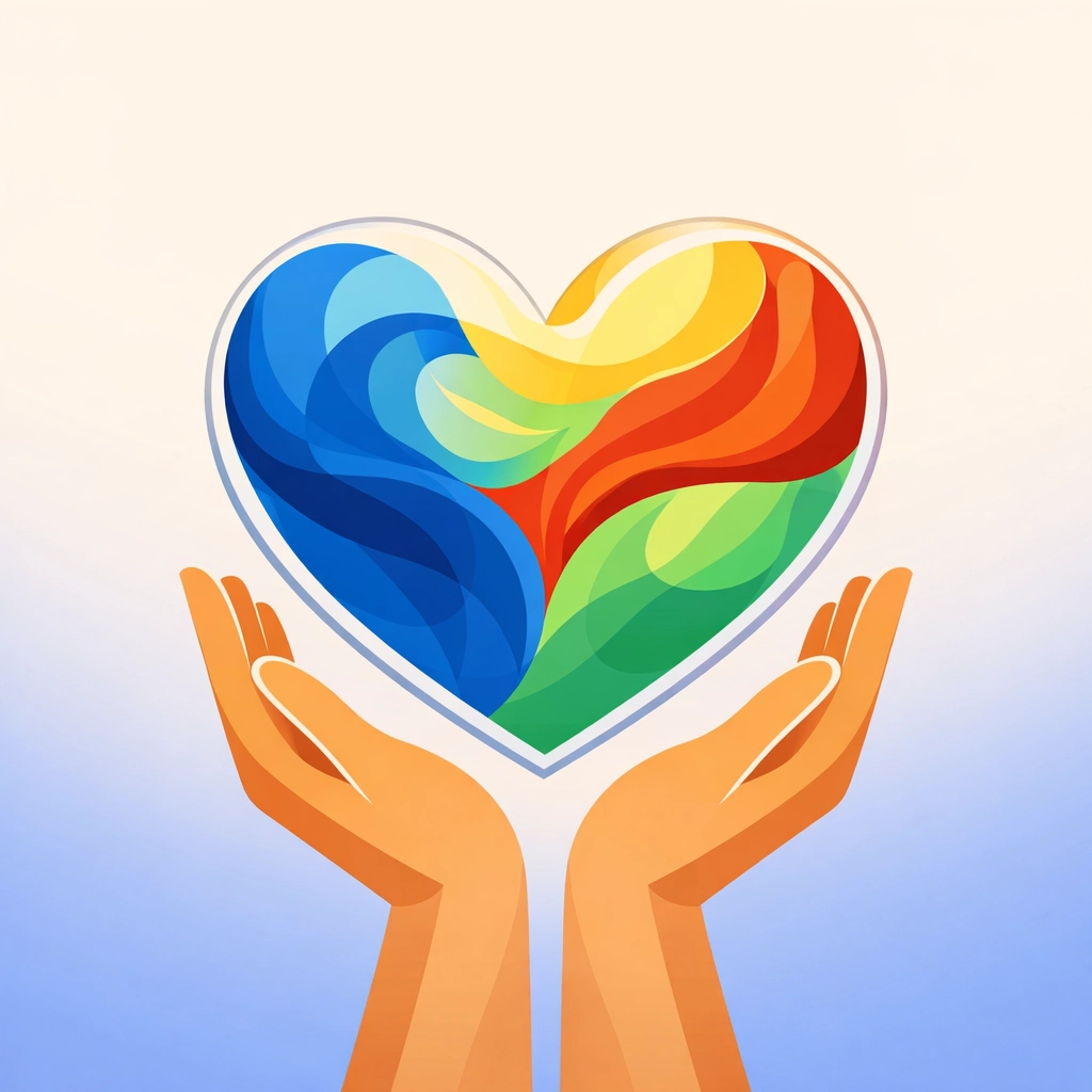 Heart filled with emotions cradled by hands showing honesty and authenticity in prayer