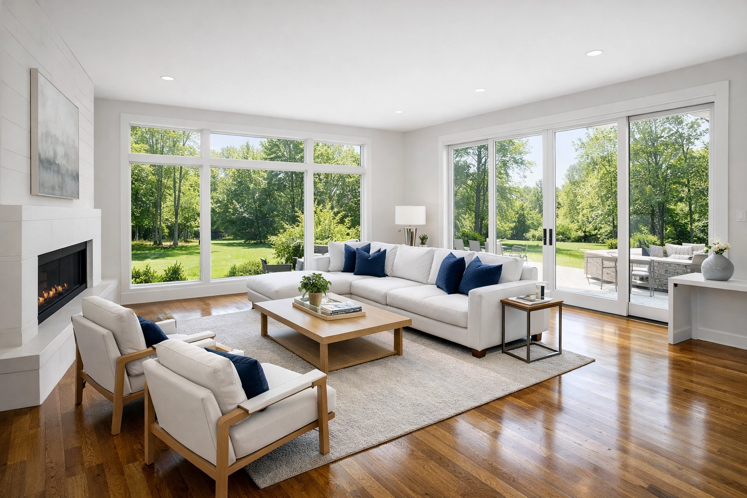 A spotless, sun-drenched living room in a Franklin home illustrating professional house cleaning Franklin results.