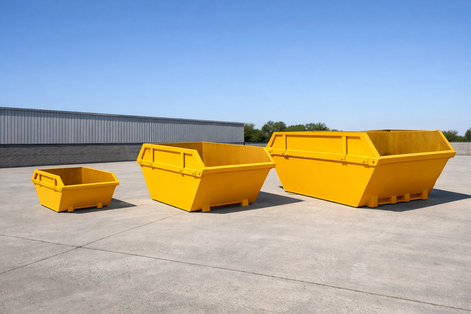 Range of yellow skip hire sizes for home and commercial waste projects in Southport.