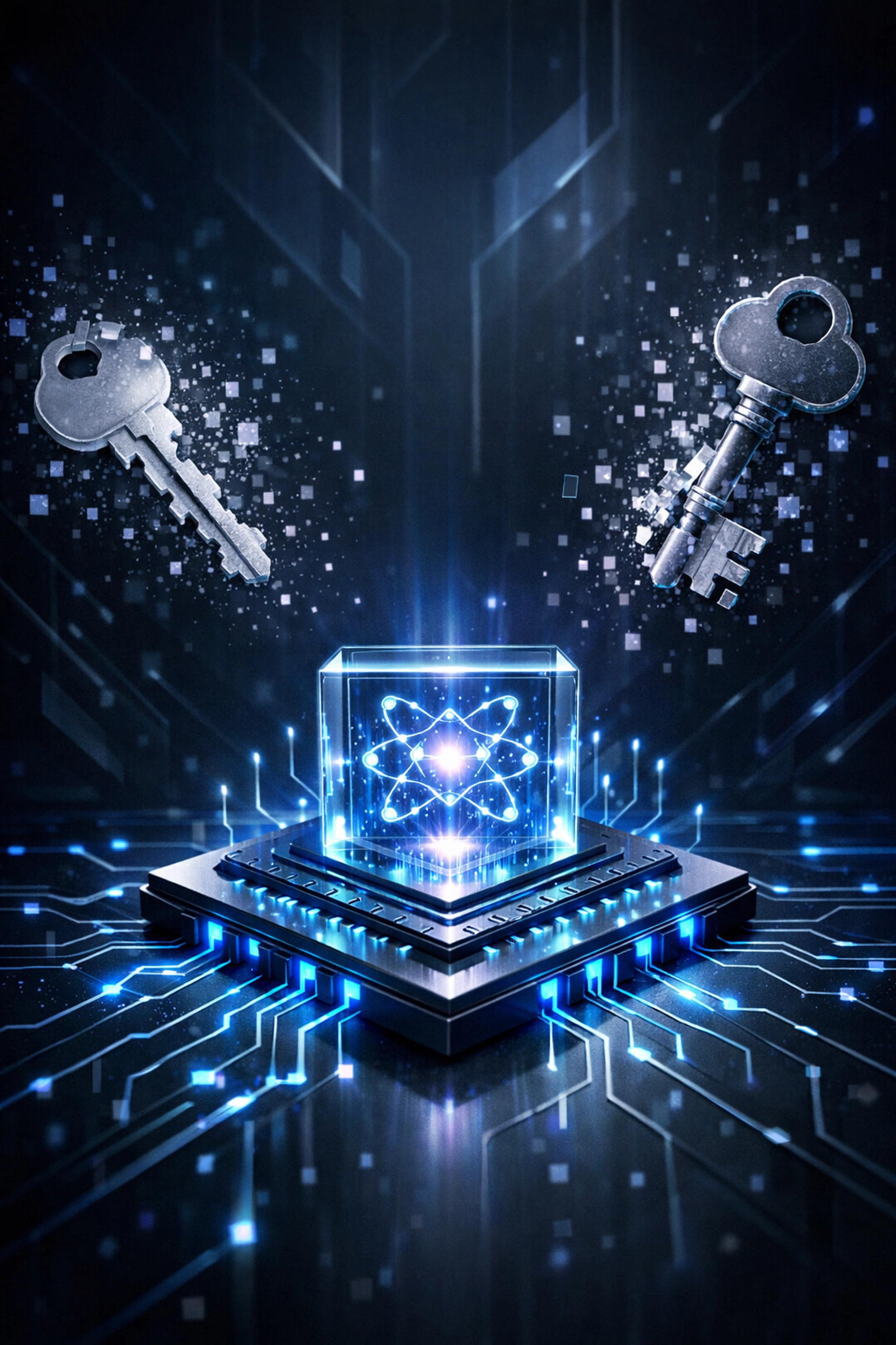 Quantum computer chip threatening traditional encryption keys with post-quantum cryptography transition