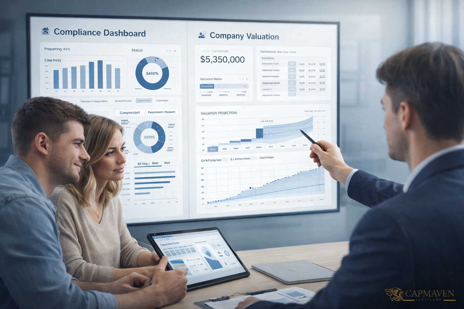 Advisor presenting reports