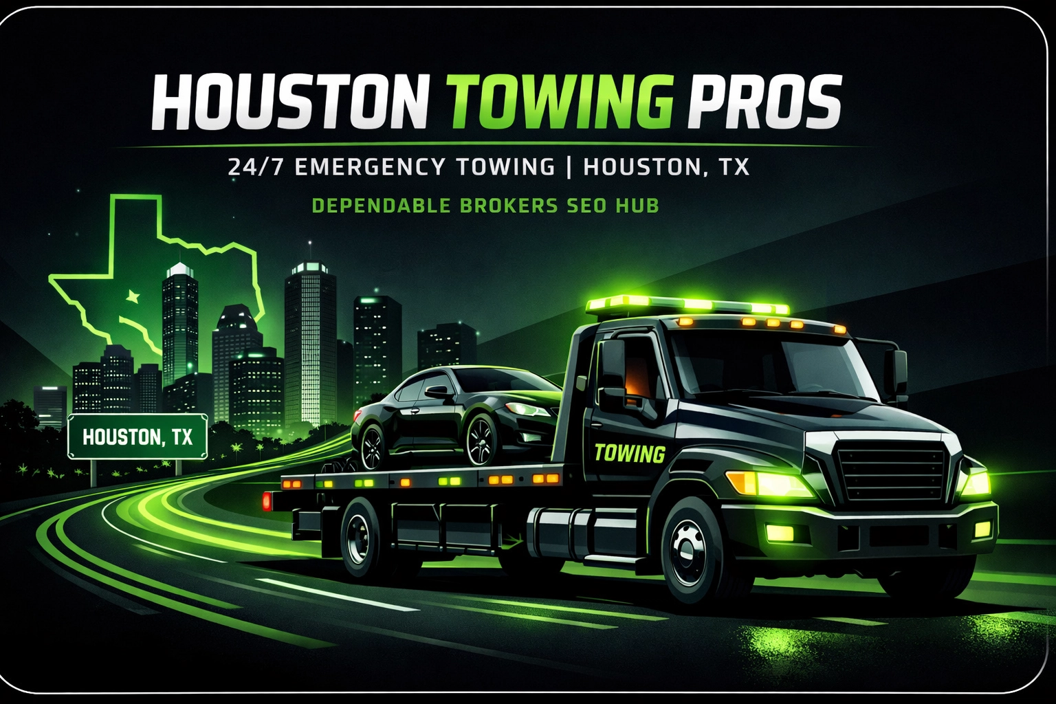 [HERO] Houston Towing Pros - 24/7 Emergency Towing | Houston, TX | Dependable Brokers SEO Hub