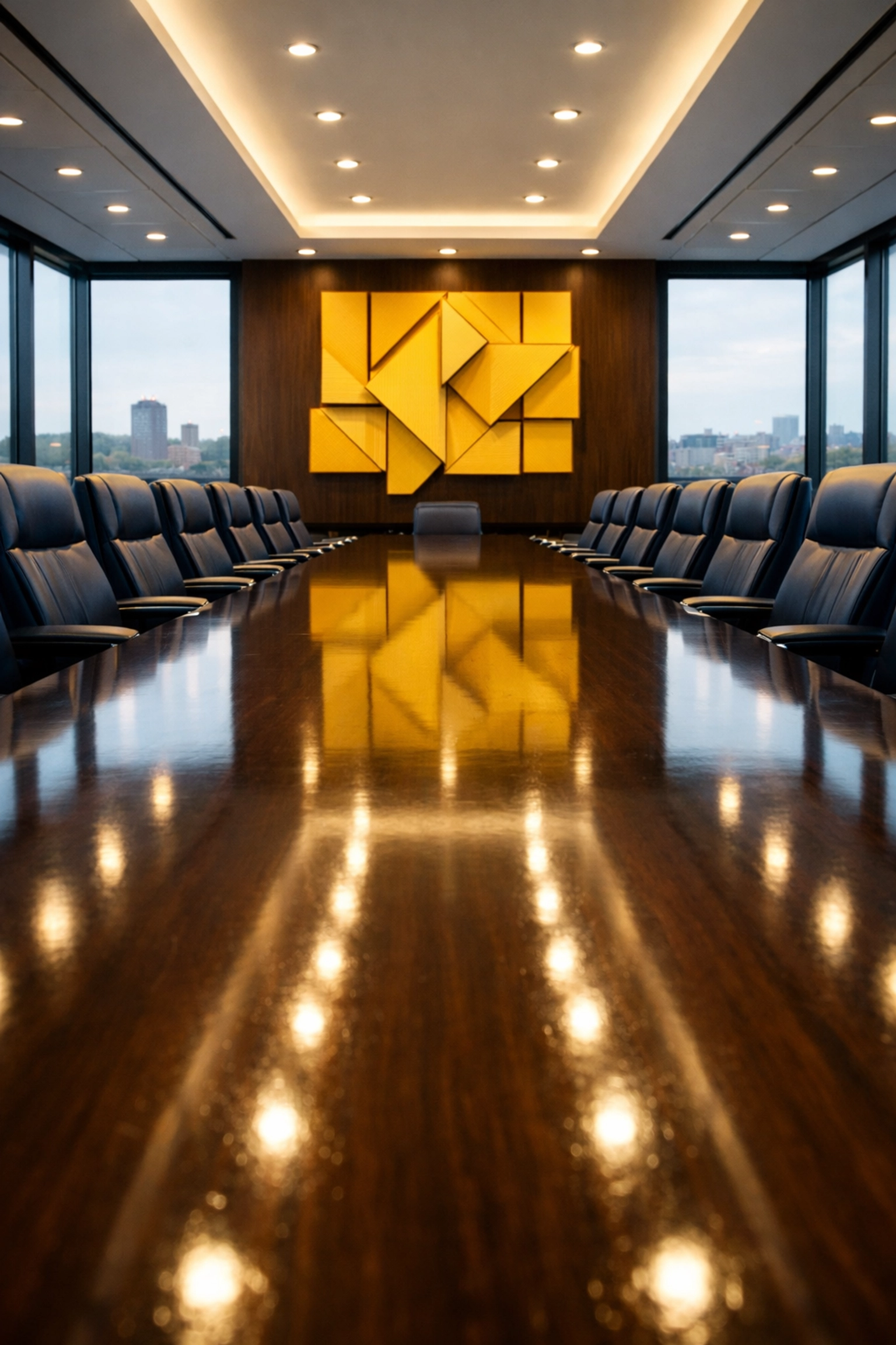 Dust-free luxury executive boardroom in Waltham with sanitized surfaces.