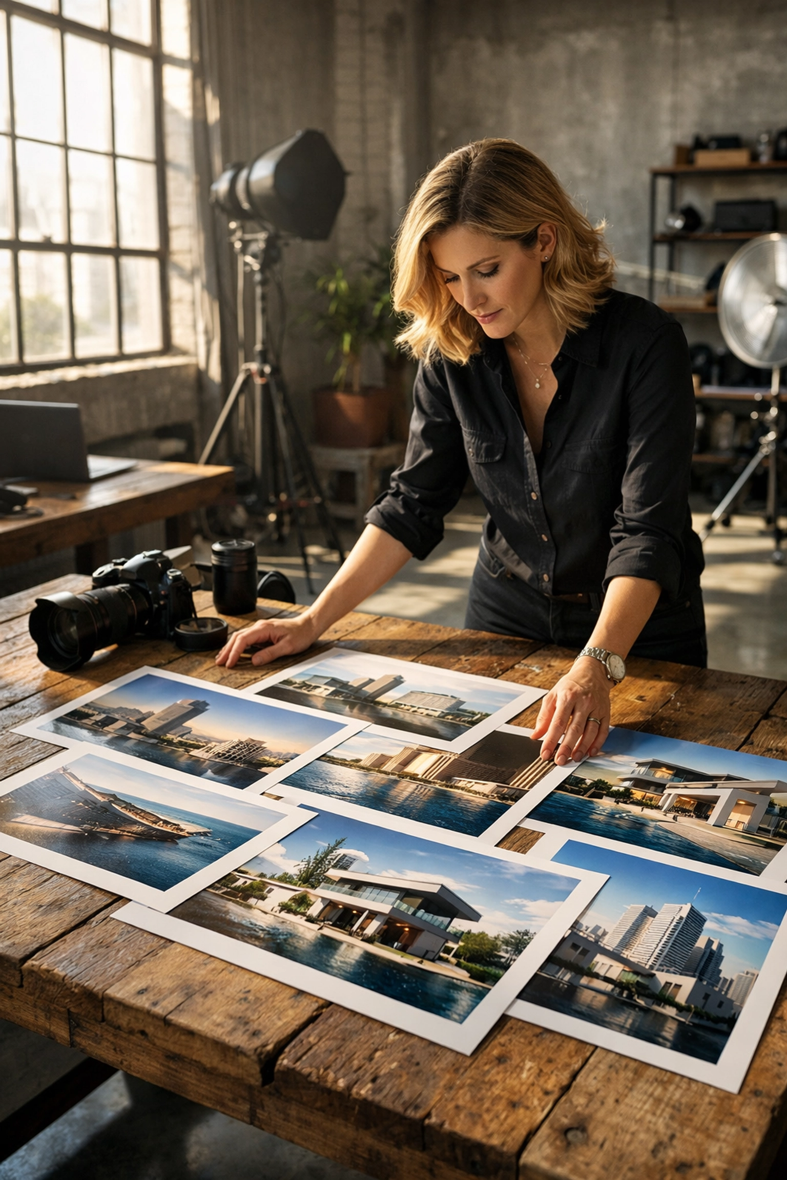 The Ultimate Guide to Proshoot.io: Everything You Need to Succeed as a Modern Creative 1 Professional photographer reviewing high-resolution prints in a modern creative studio.