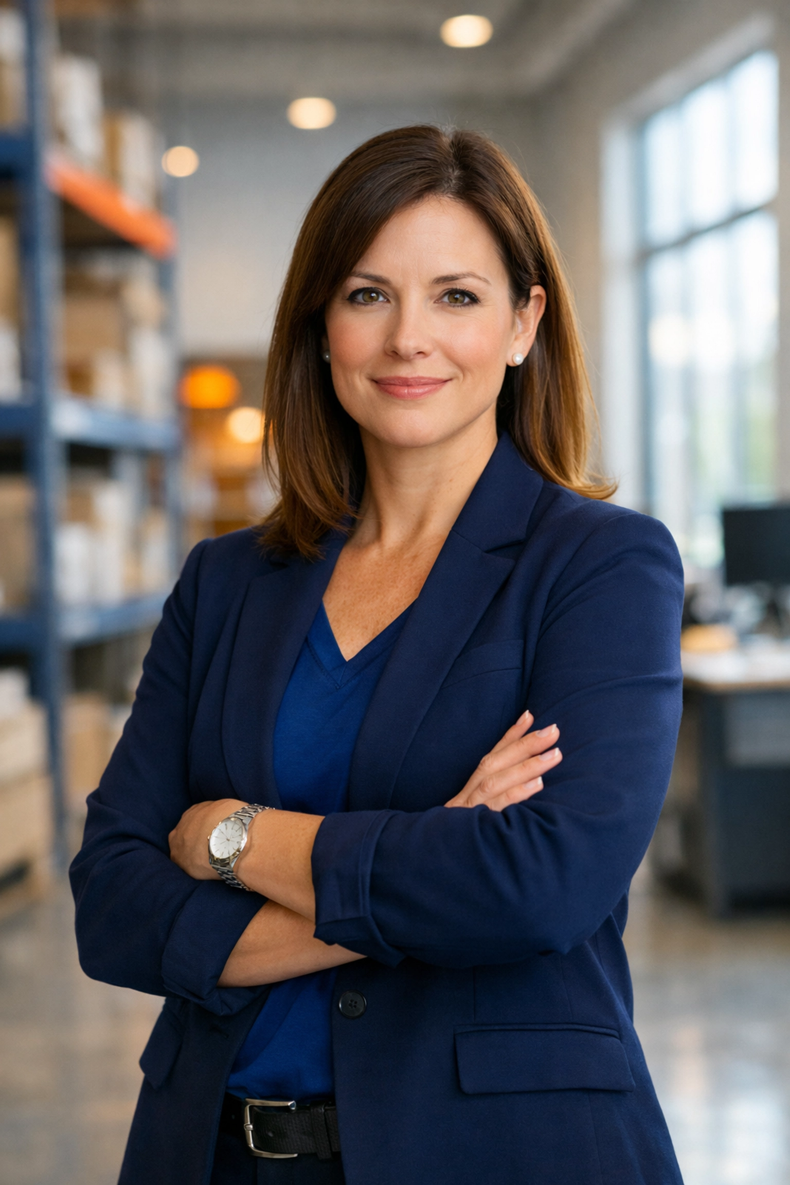 Confident business owner standing in their company ready to understand their business worth