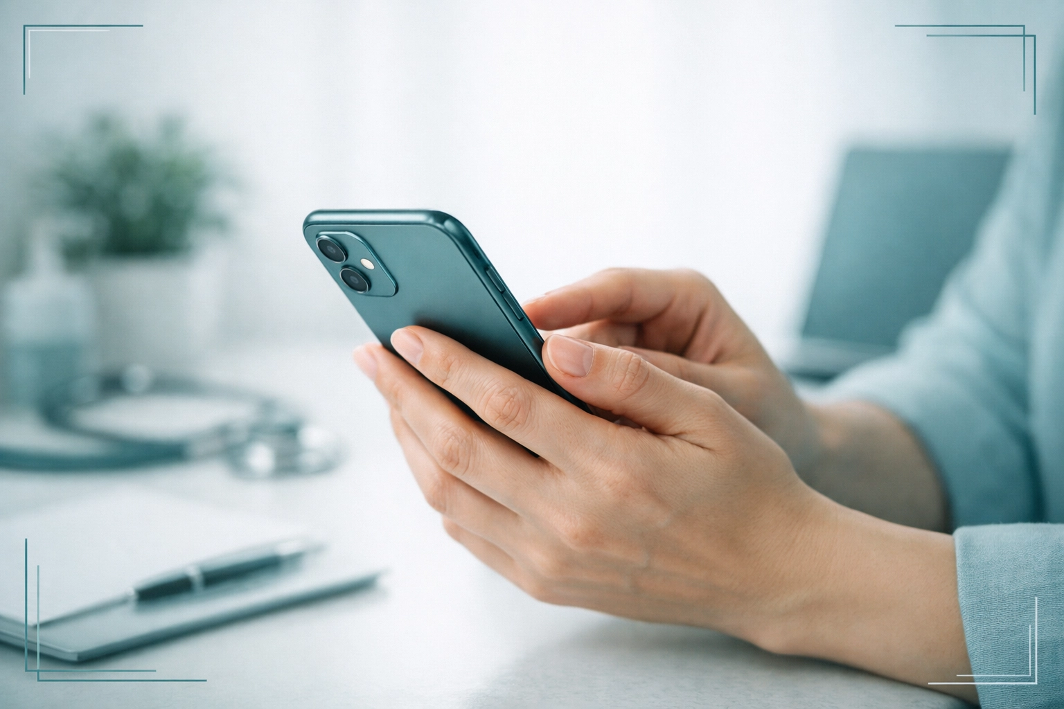 Person using a smartphone to schedule a mobile DNA testing appointment in Chicago.