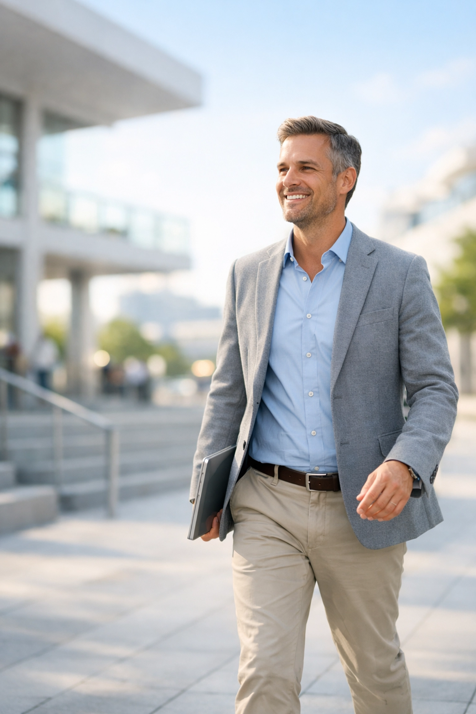 Confident individual walking outside after getting an emergency loan canada.