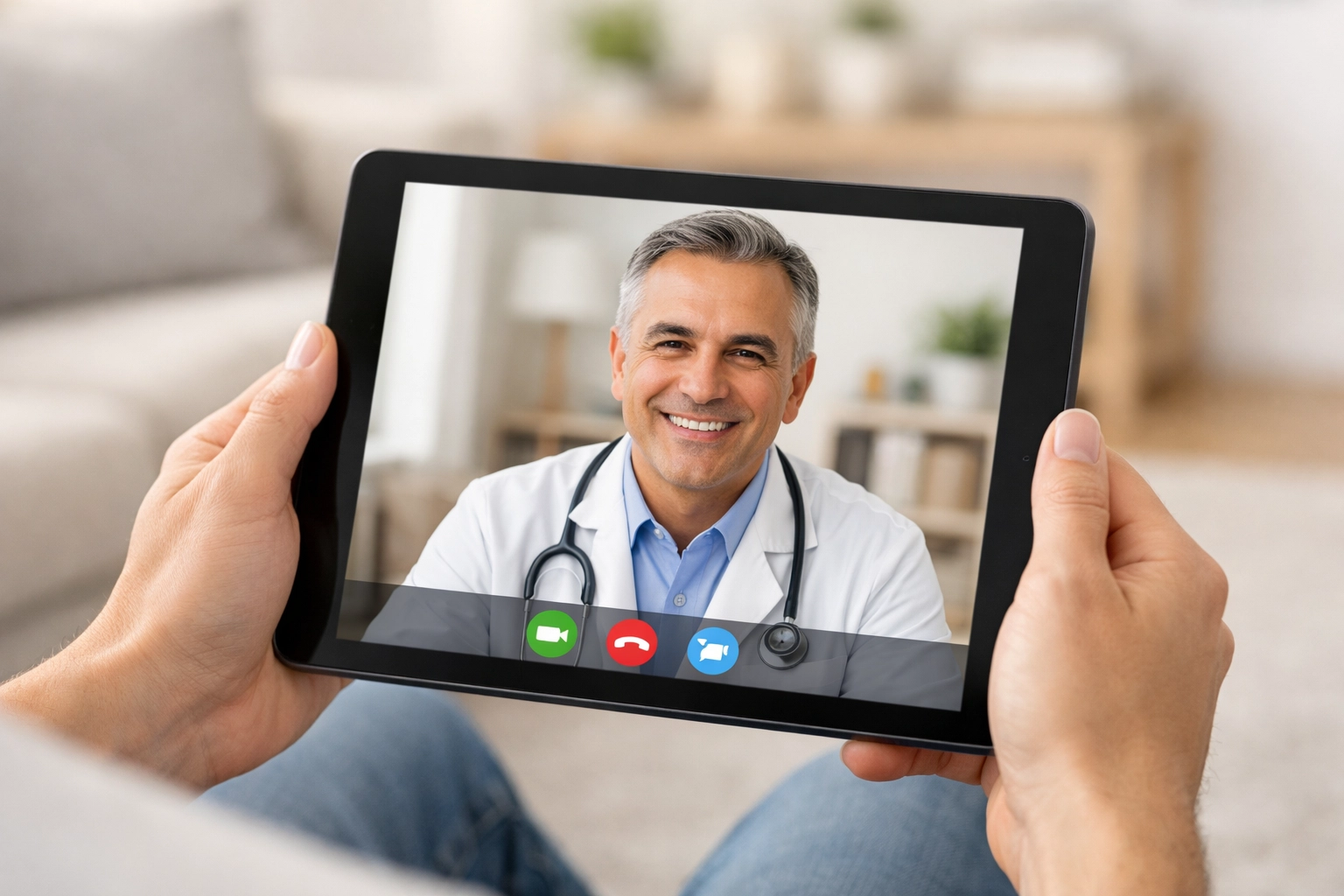 Online weight loss doctor consultation on a tablet, showing accessible medical weight loss in California.