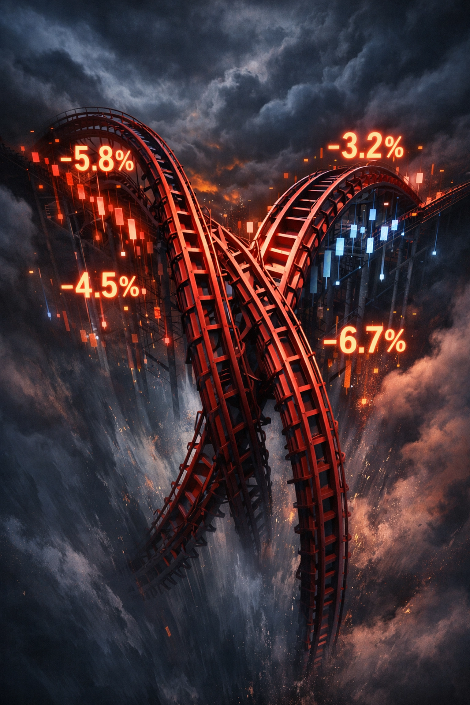 Stocks and bonds declining together showing portfolio correlation during market volatility