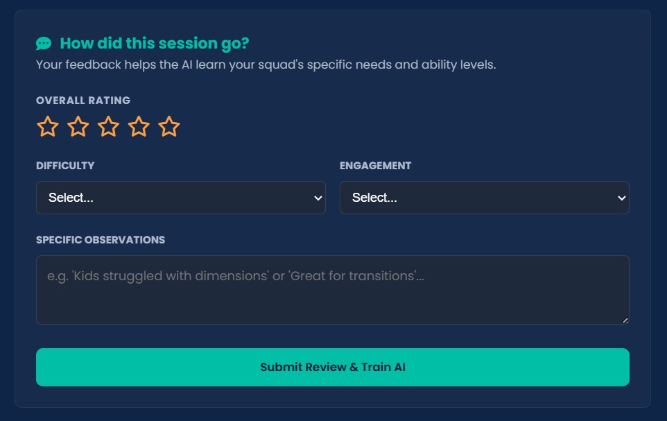 CoachAI session feedback interface