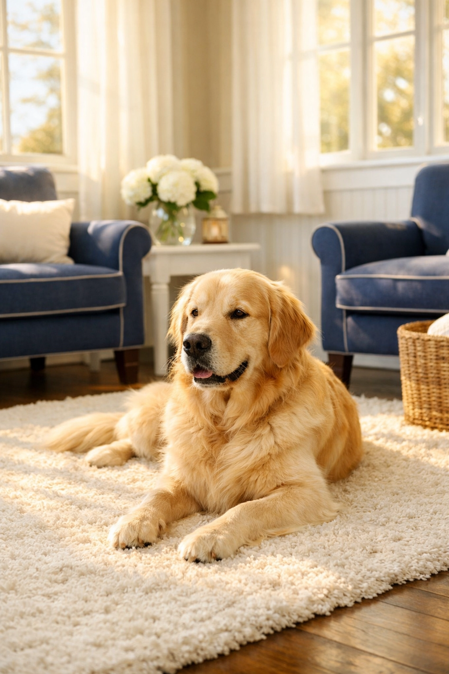A clean coastal sunroom featuring pet-safe results from a Marblehead luxury cleaning appointment.
