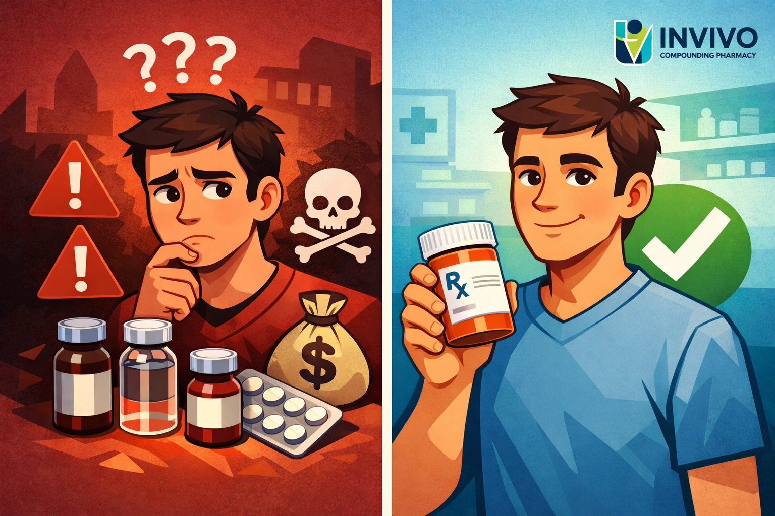 Comparison of unsafe vs legitimate GLP-1 medication sources with medical supervision