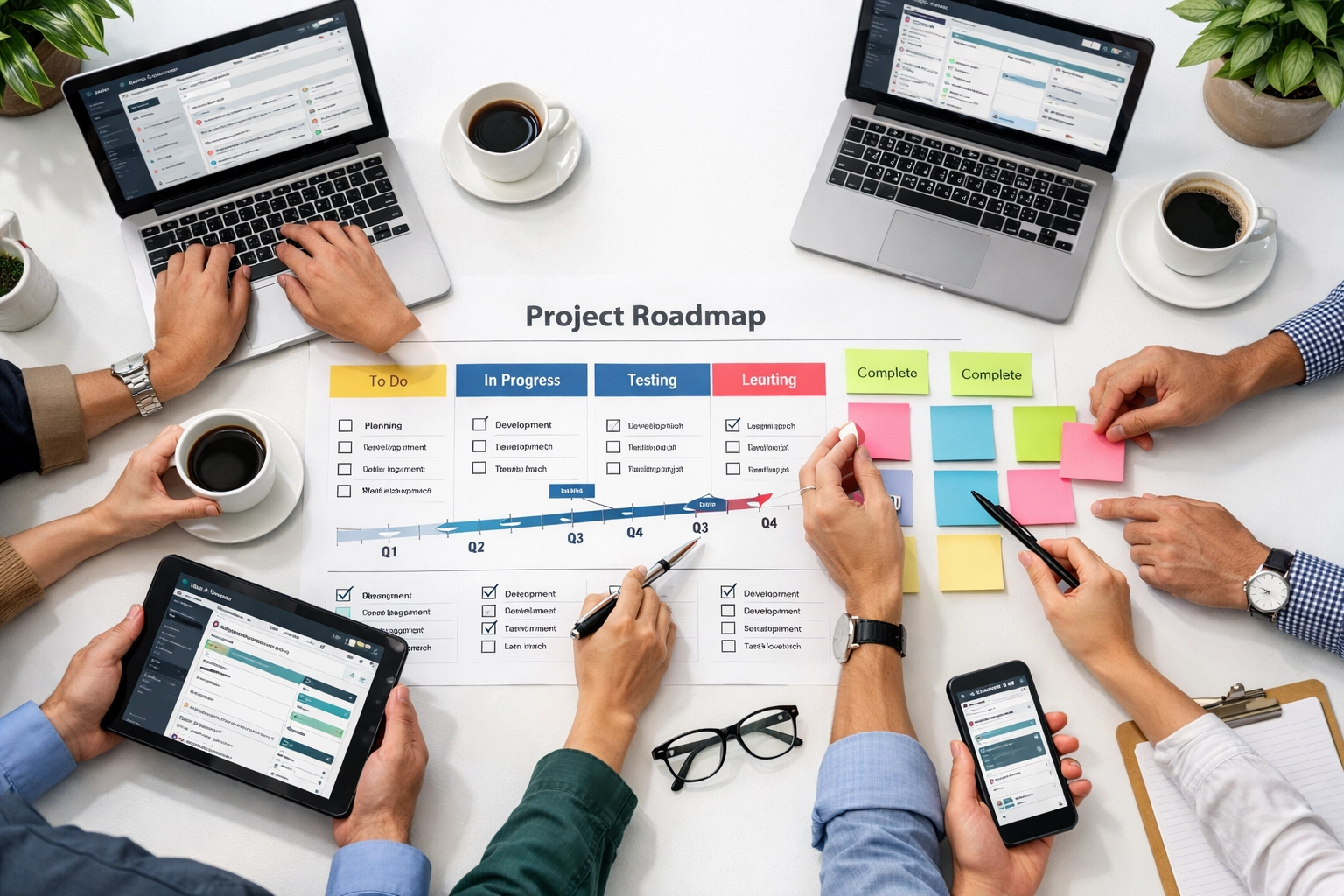 ServiceNow consulting team collaborating on implementation roadmap and optimization strategy