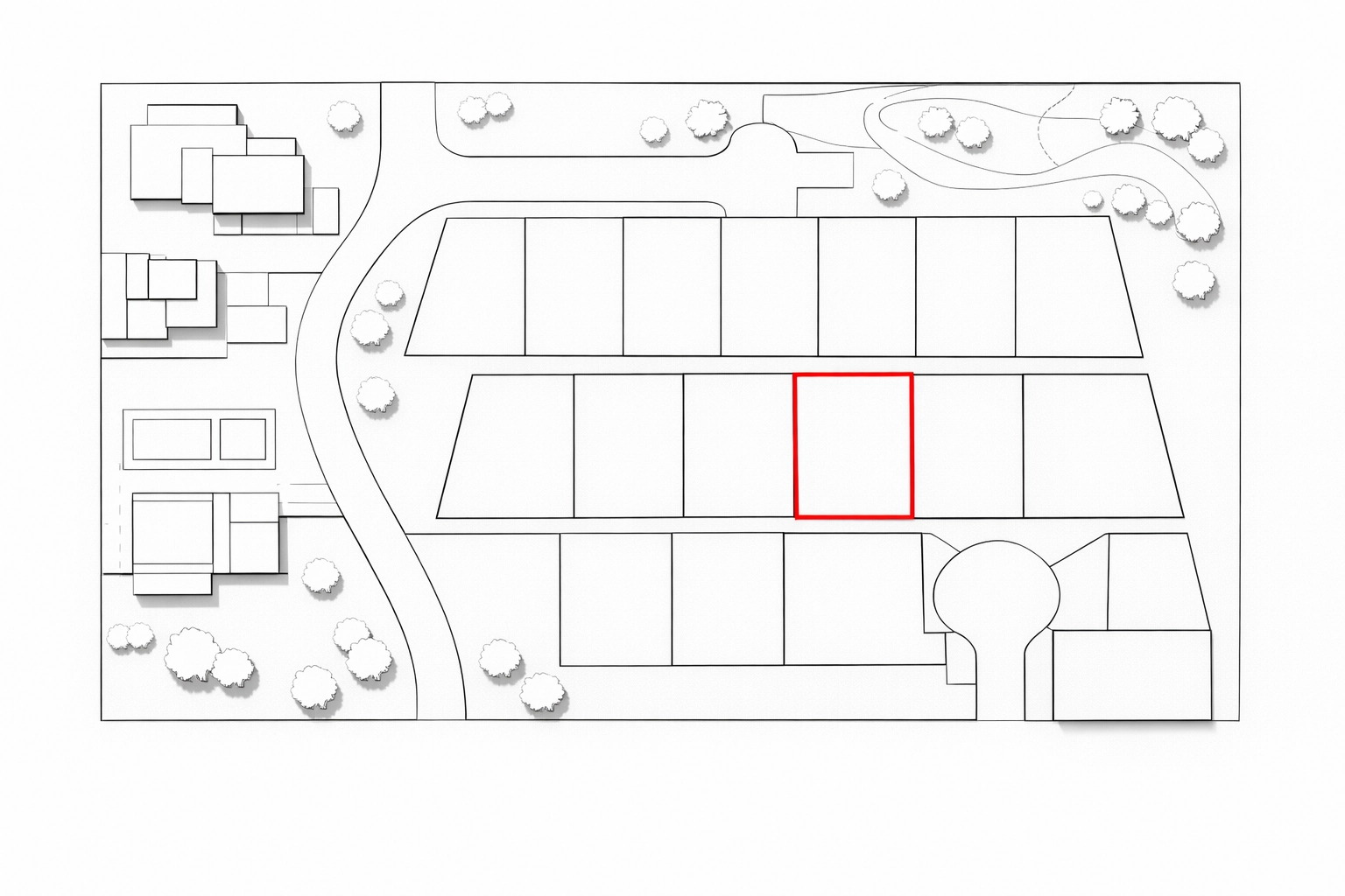 Plan de lotissement stratégique d'un terrain à vendre à Québec avec lot exclusif mis en évidence.