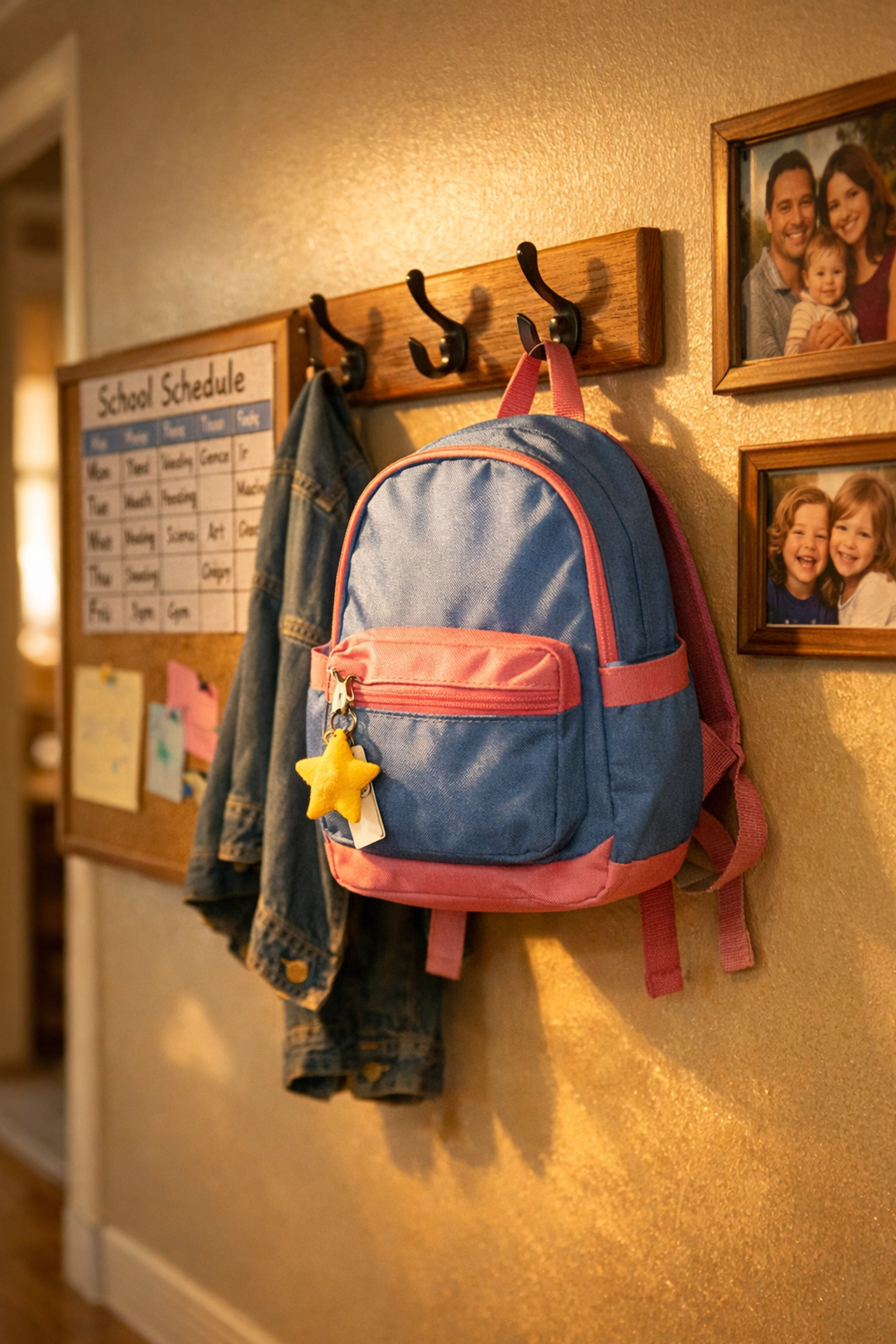 Child custody Spotsylvania VA routine example with backpack and school schedule