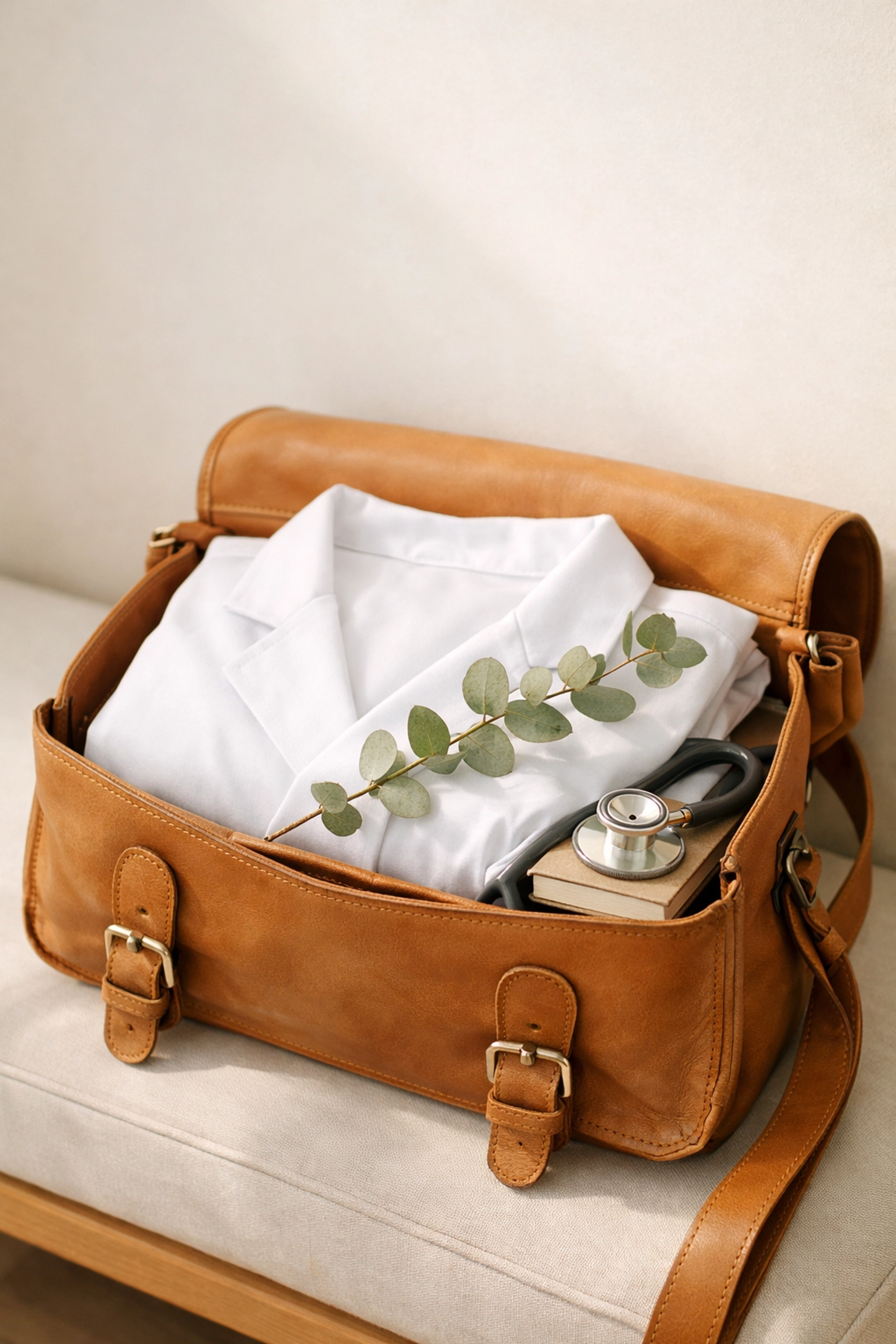 Medical lab coat and bag, representing a student's journey to medicine supported by a Chemistry Tutor Dubai.