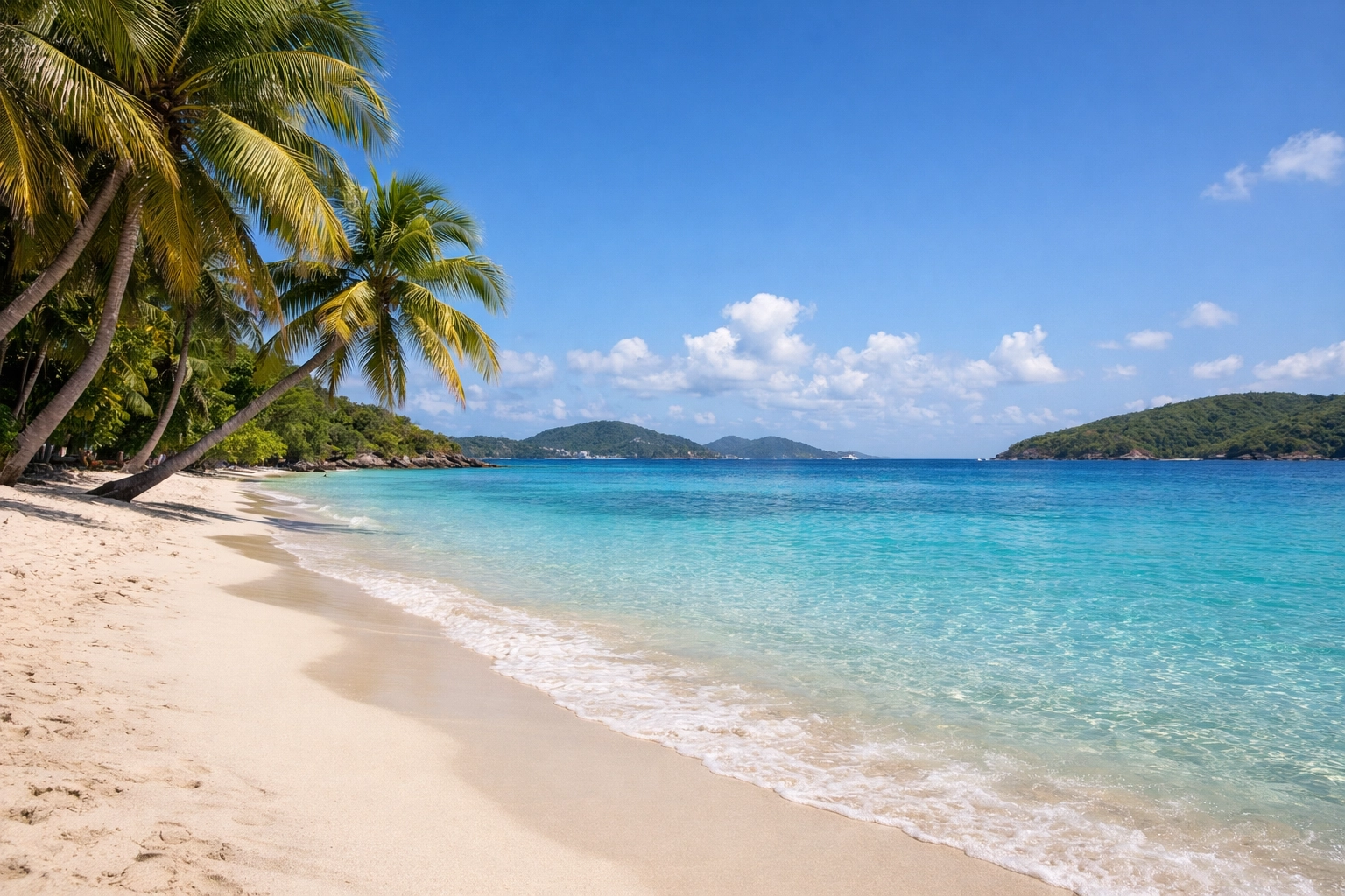 St. thomas usvi beach scenery with white sand and bright turquoise water.