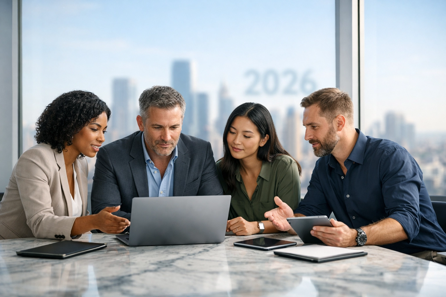 ServiceNow implementation partner strategists discussing 2026 ROI and DORA compliance in a boardroom.