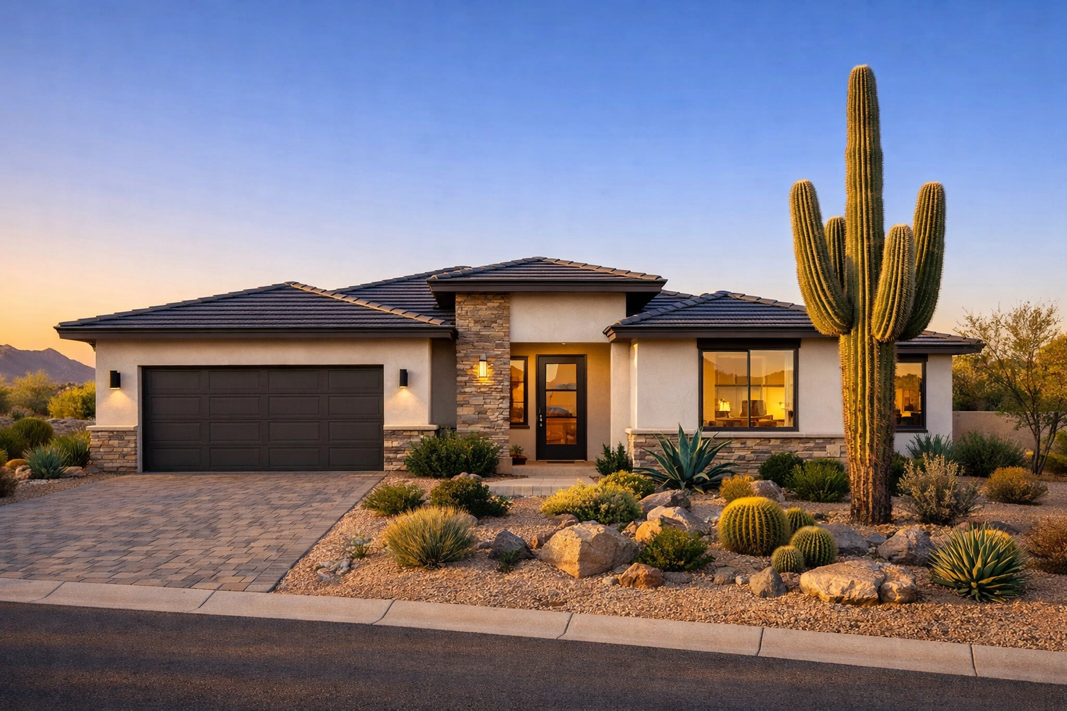 Arizona home exterior at golden hour for SEO thumbnail preview Arizona home exterior at golden hour for SEO thumbnail preview
