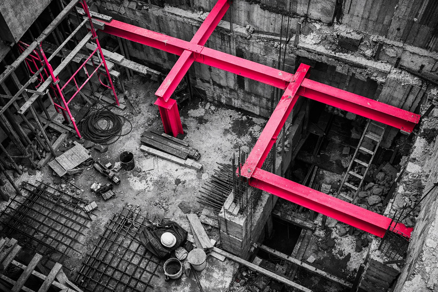Construction site showing infrastructure foundation for entrepreneur building journey