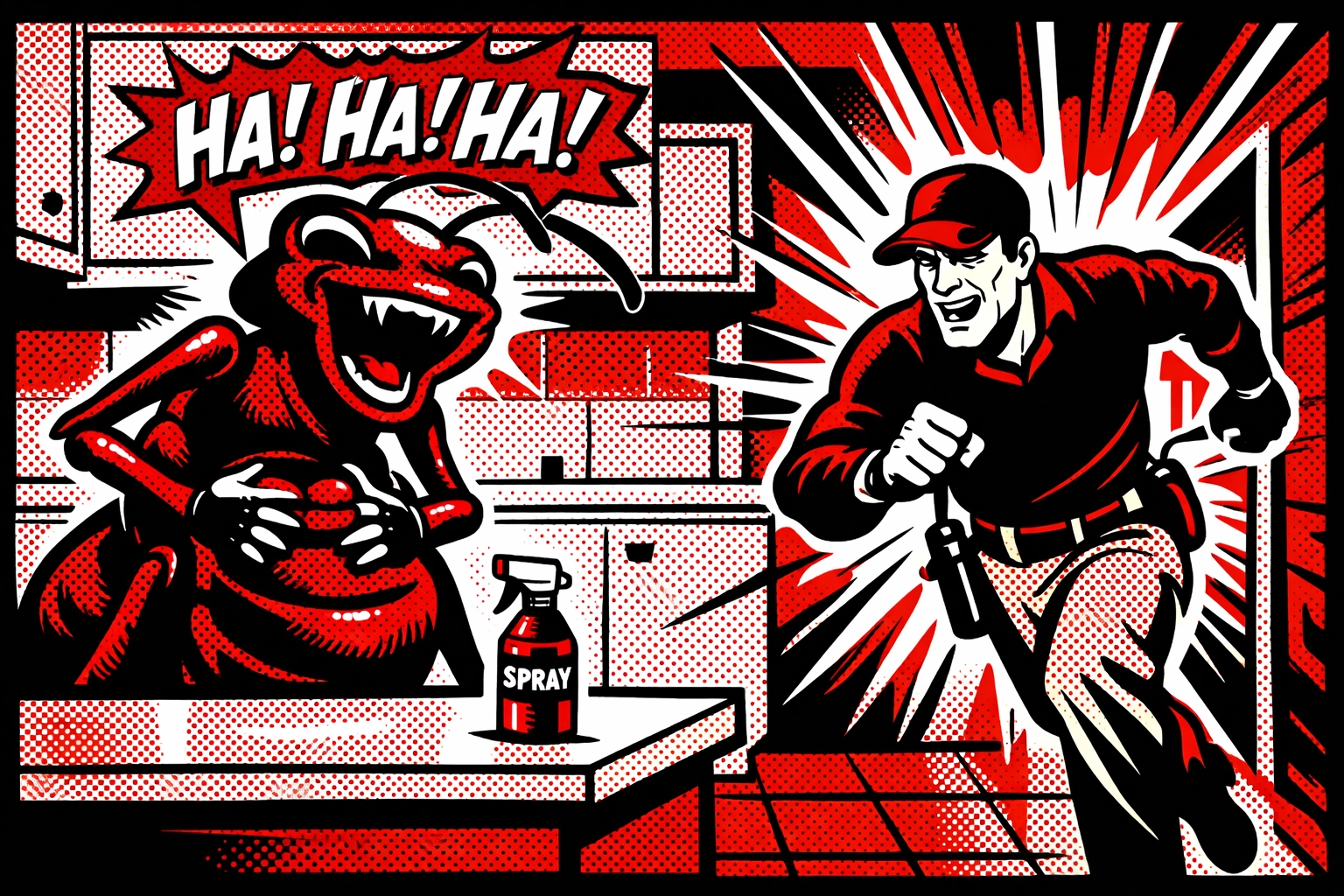 Professional pest control Walker County AL technician replacing ineffective DIY ant sprays in a kitchen.