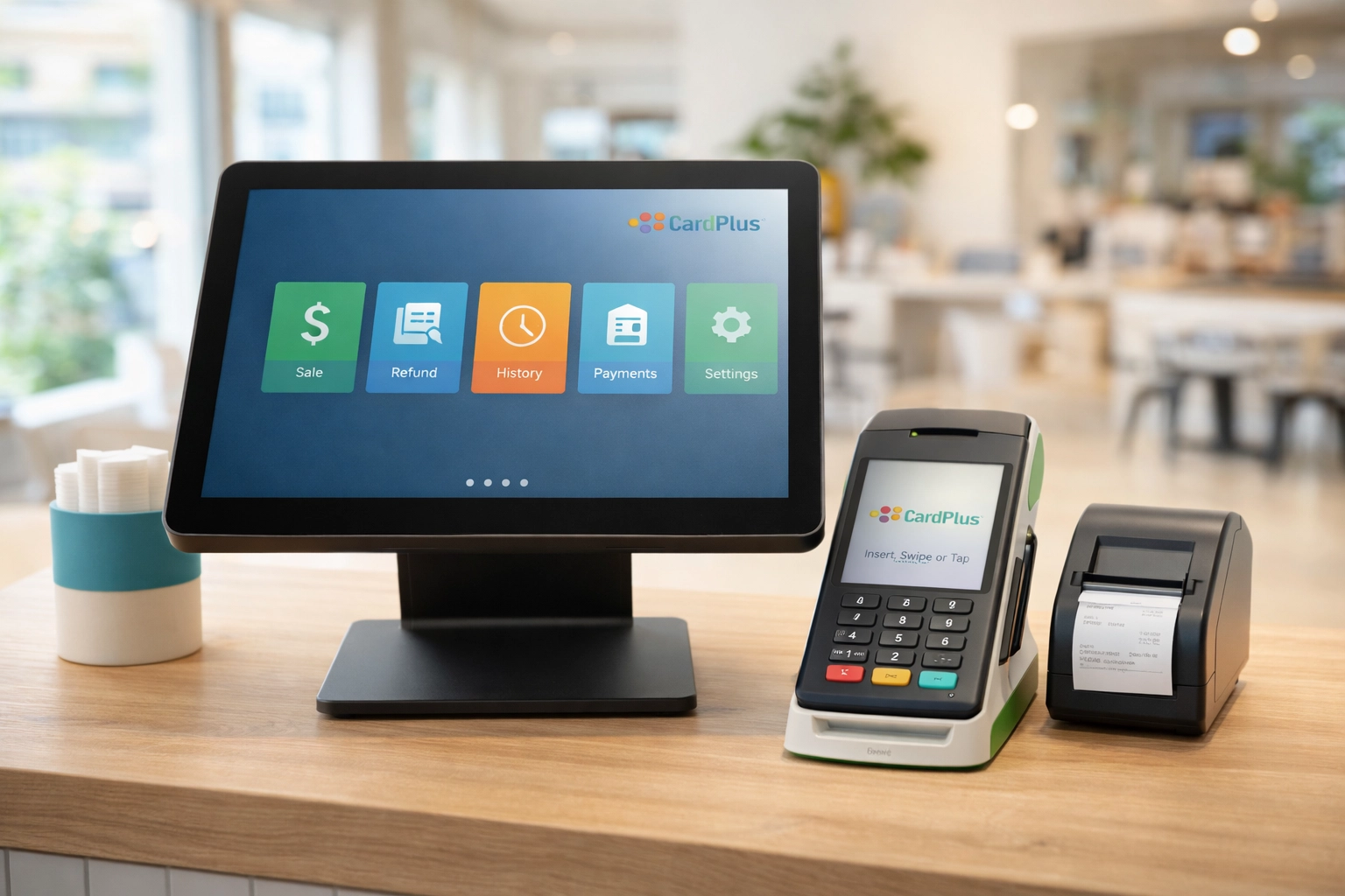 General CardPlus POS setup in a modern small-business environment