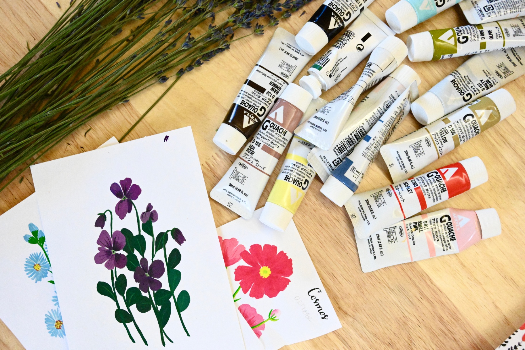 Hand-painted Floral Illustrations in Progress