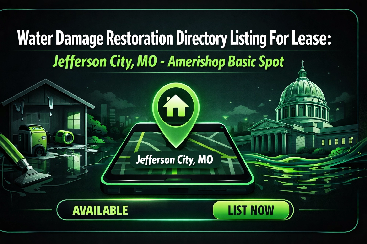 [HERO] Water Damage Restoration Directory Listing For Lease: Jefferson City, MO - Amerishop Basic Spot