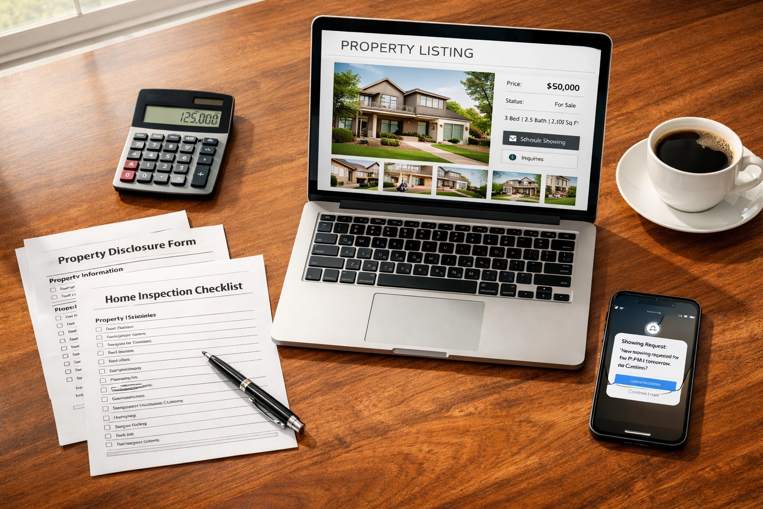 Professional FSBO home selling workspace with documents and digital listing tools