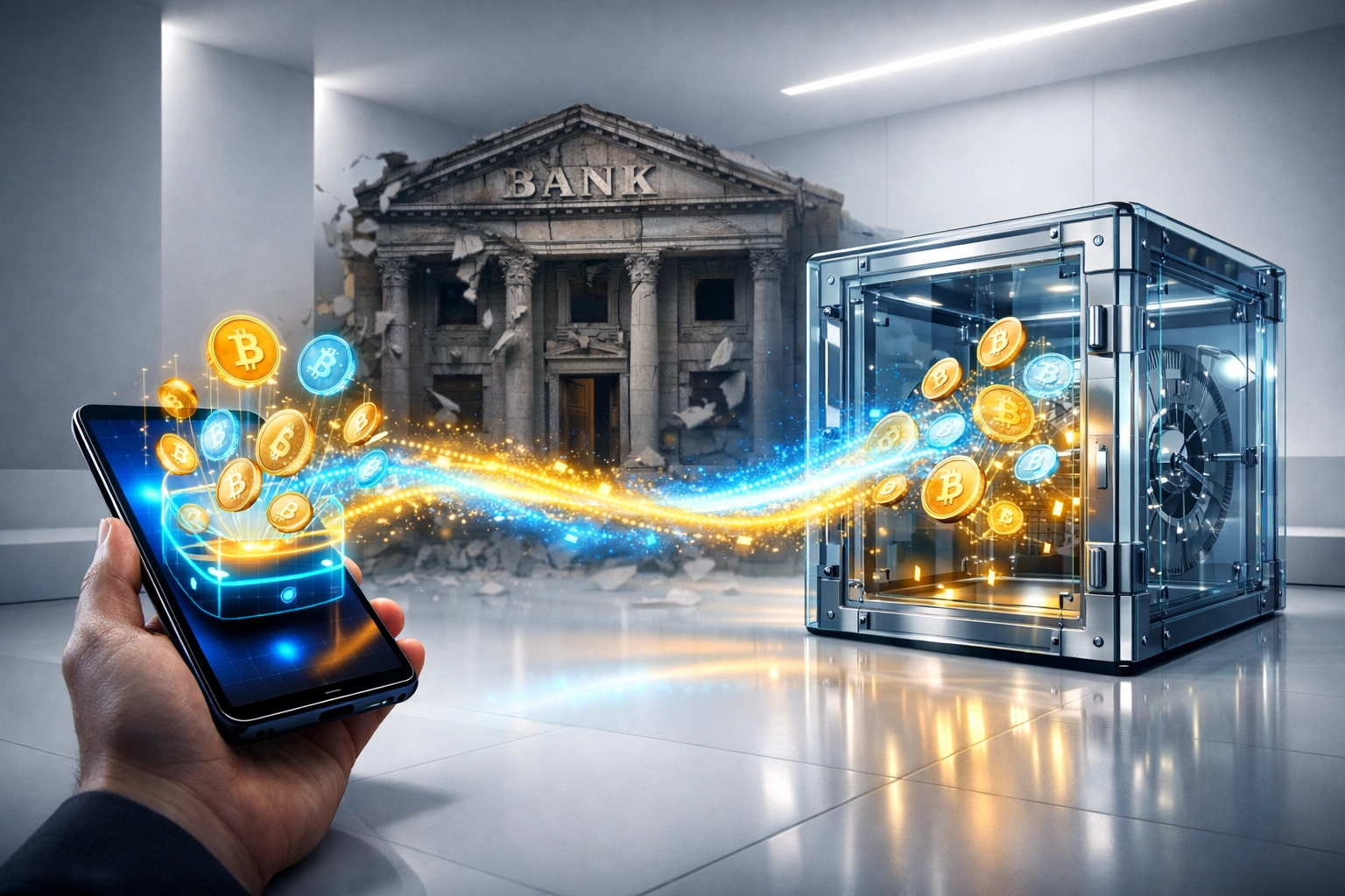 Self-custody crypto payment flow from customer to merchant with no intermediaries