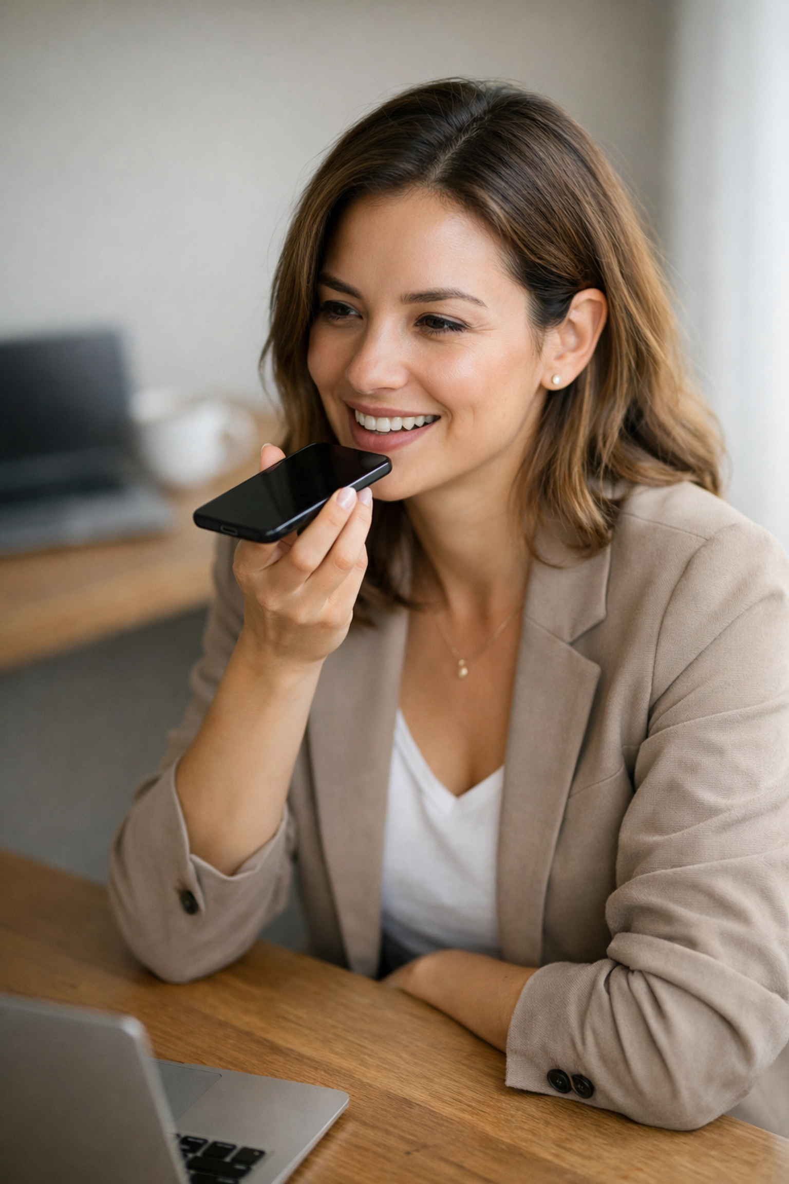 North East resident using voice search on smartphone to find local Seaham businesses