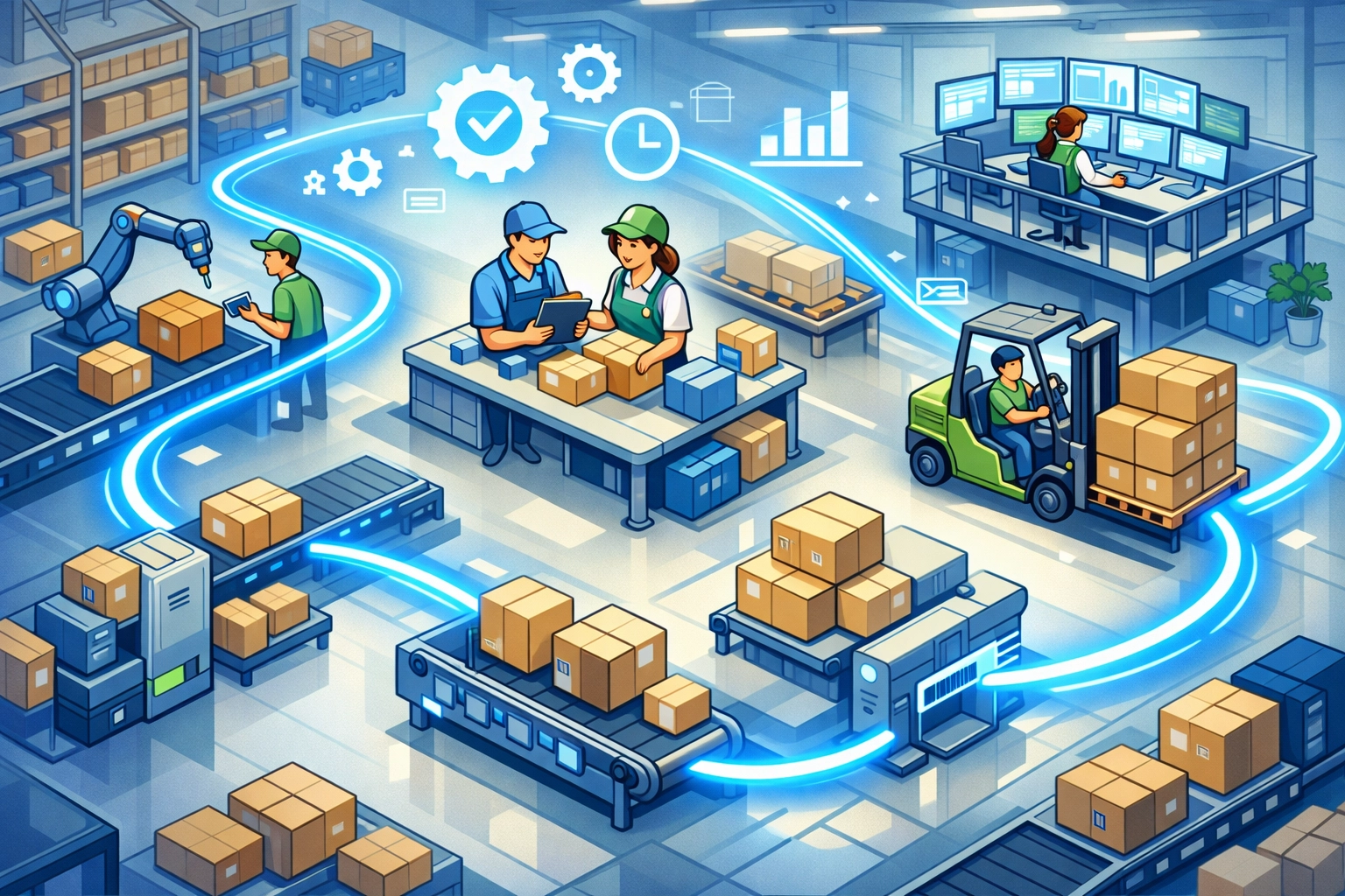 Streamlined business operations showing ISO 9001 efficiency improvements and workflow optimization