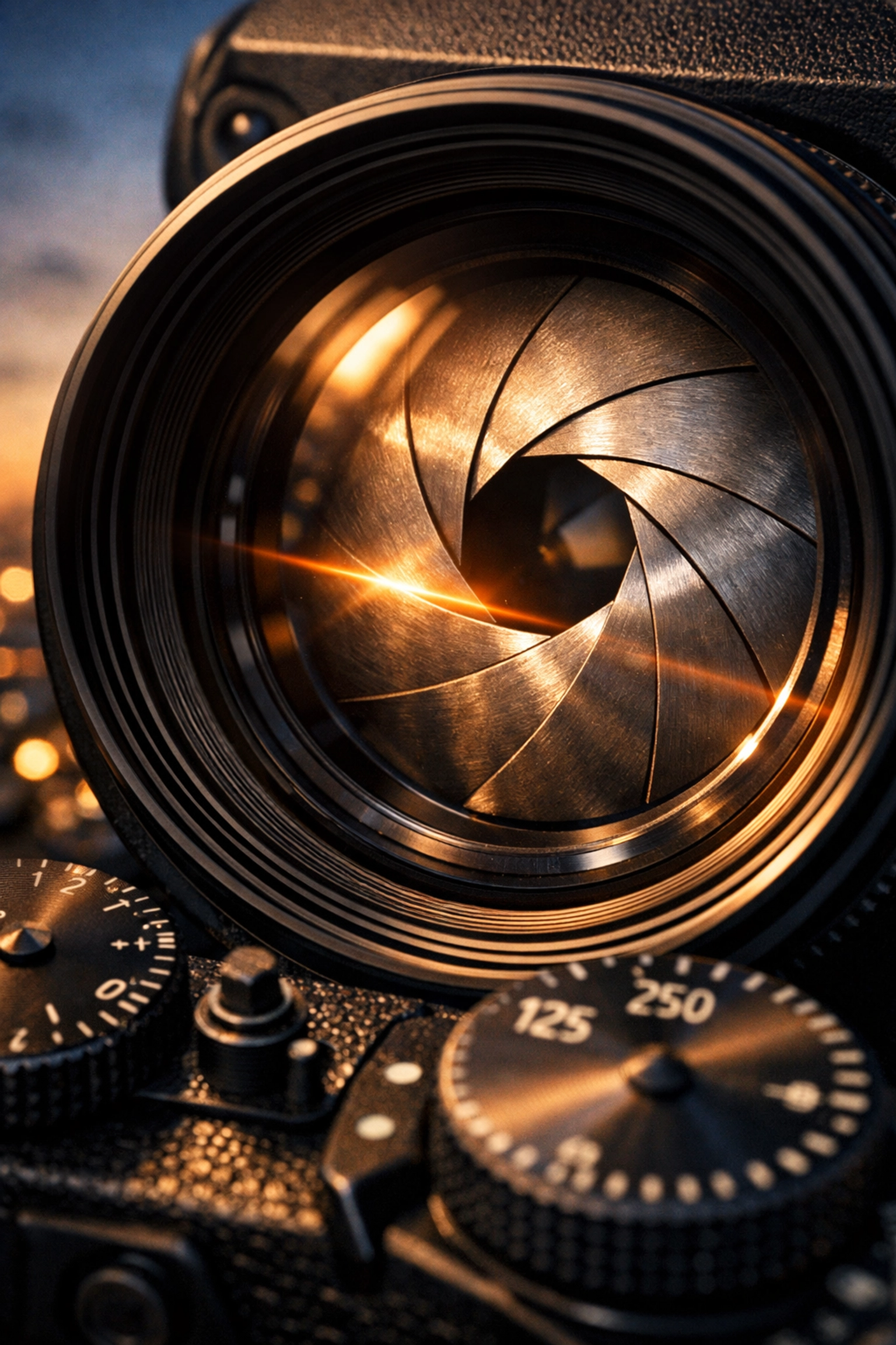 Professional camera lens and manual dials for photography tutorials and manual settings news.