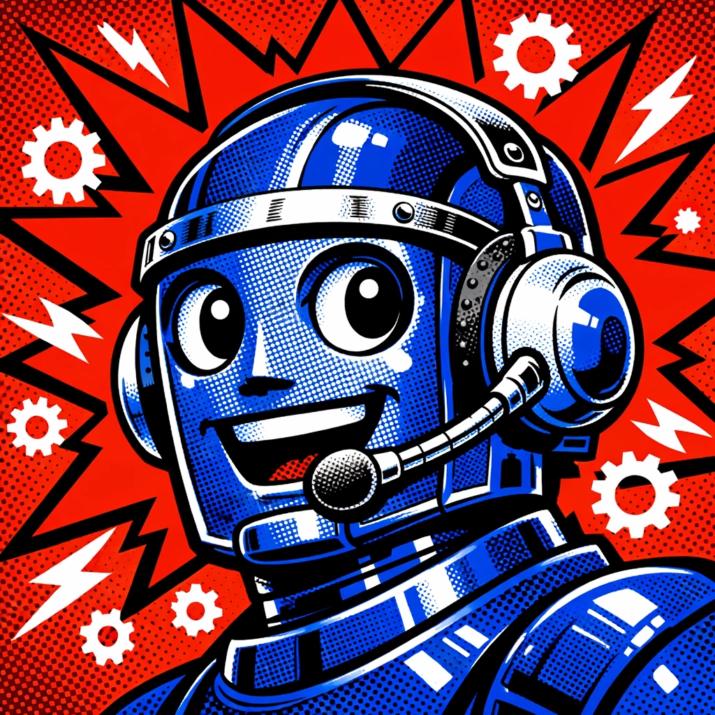 Retro robot head with a headset representing GoHighLevel Voice AI for automated call handling.