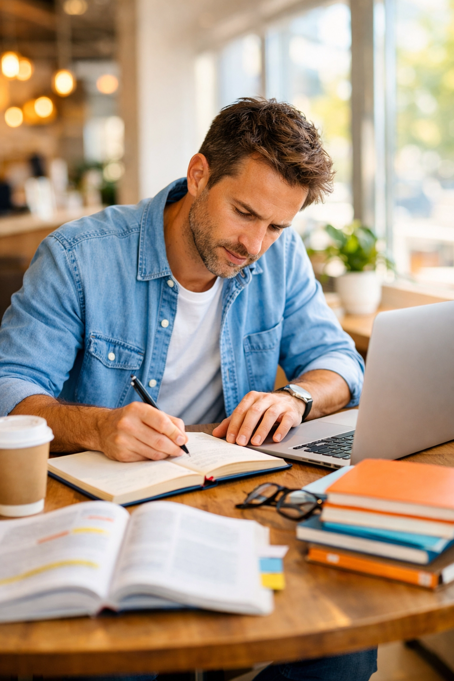 Professional developing skills and working on self-improvement during job search