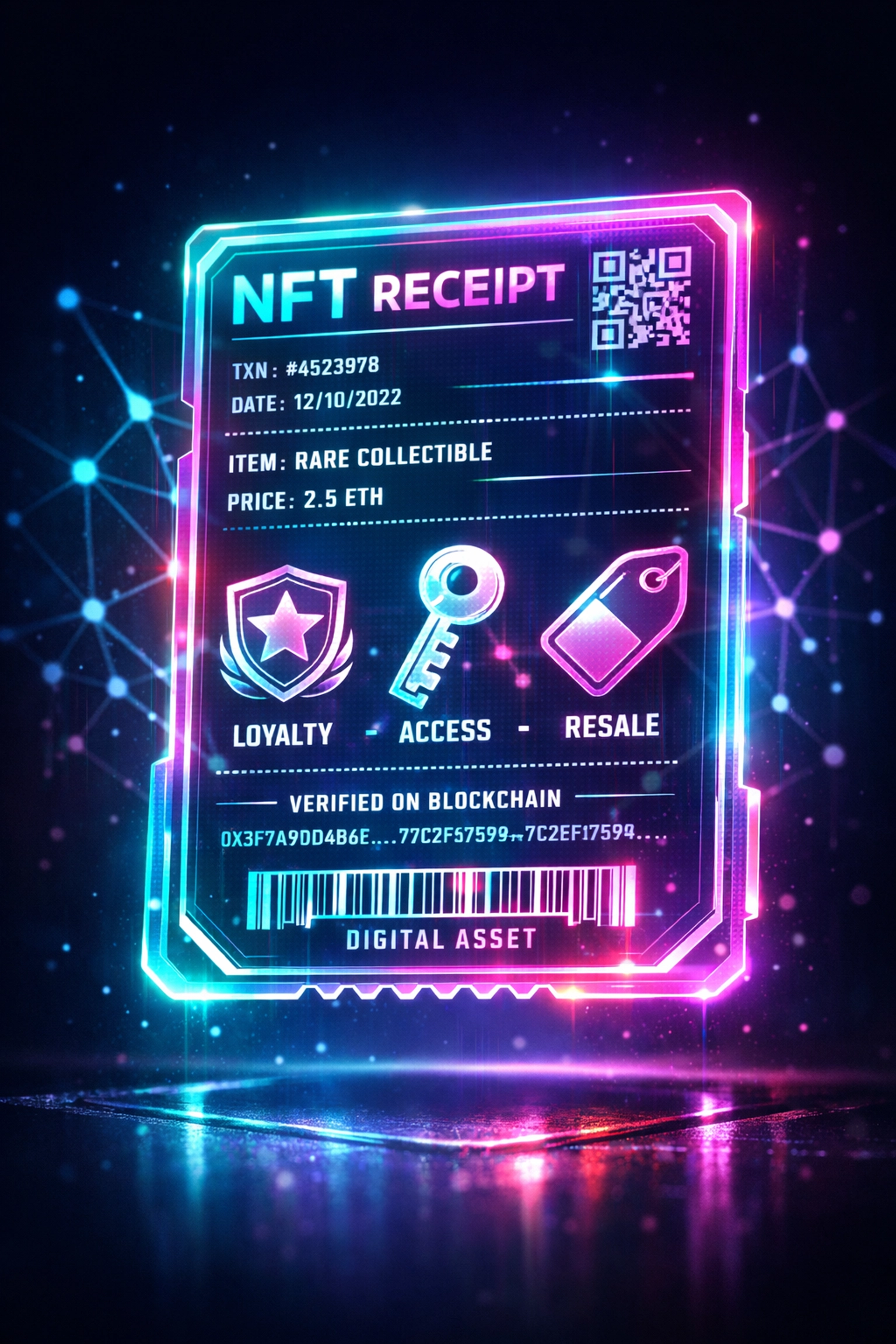 NFT receipt with loyalty rewards and proof of purchase features for crypto merchants