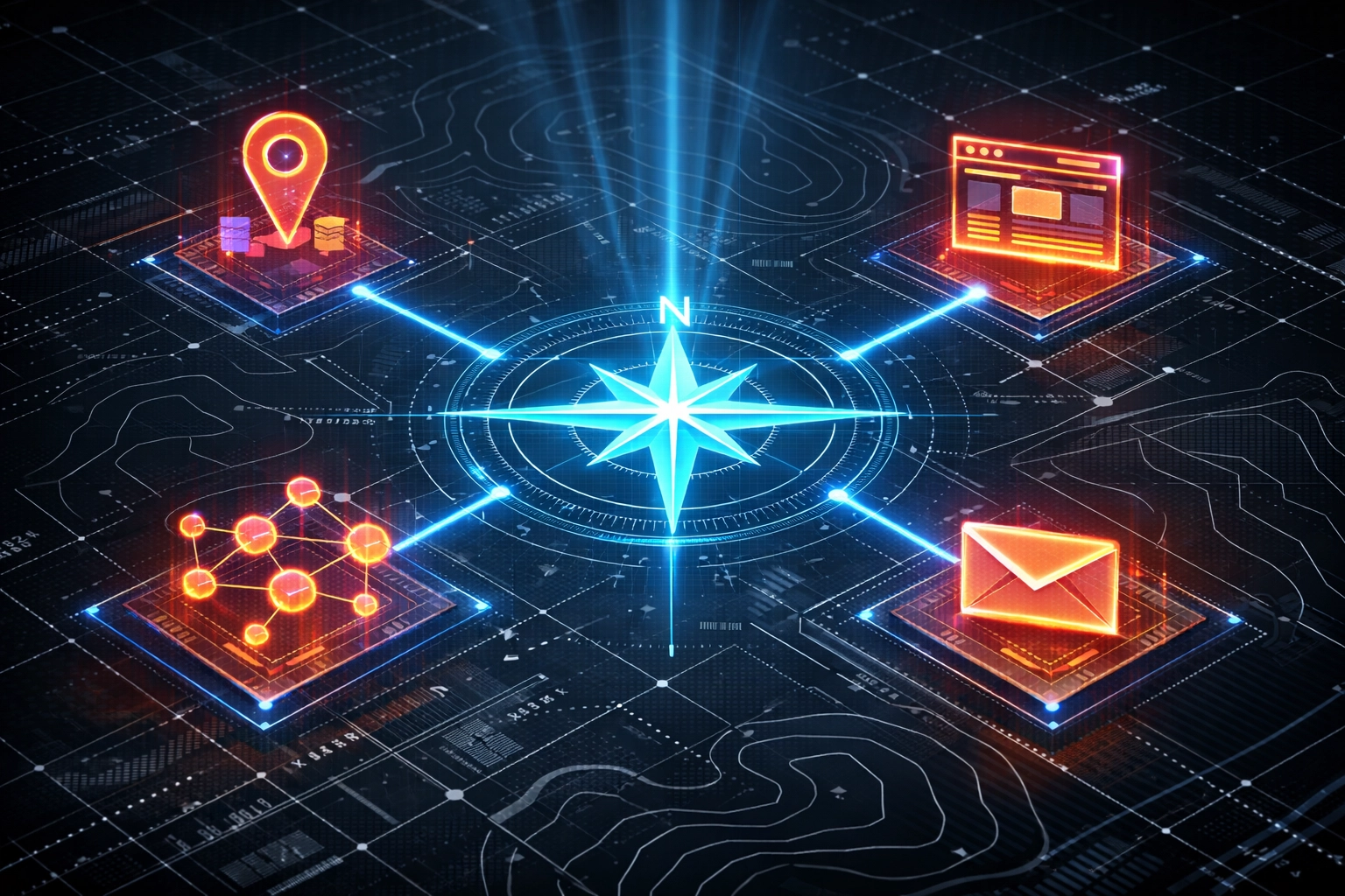 GrowthMap strategy compass connecting Local SEO with Google Business Profile website and social media