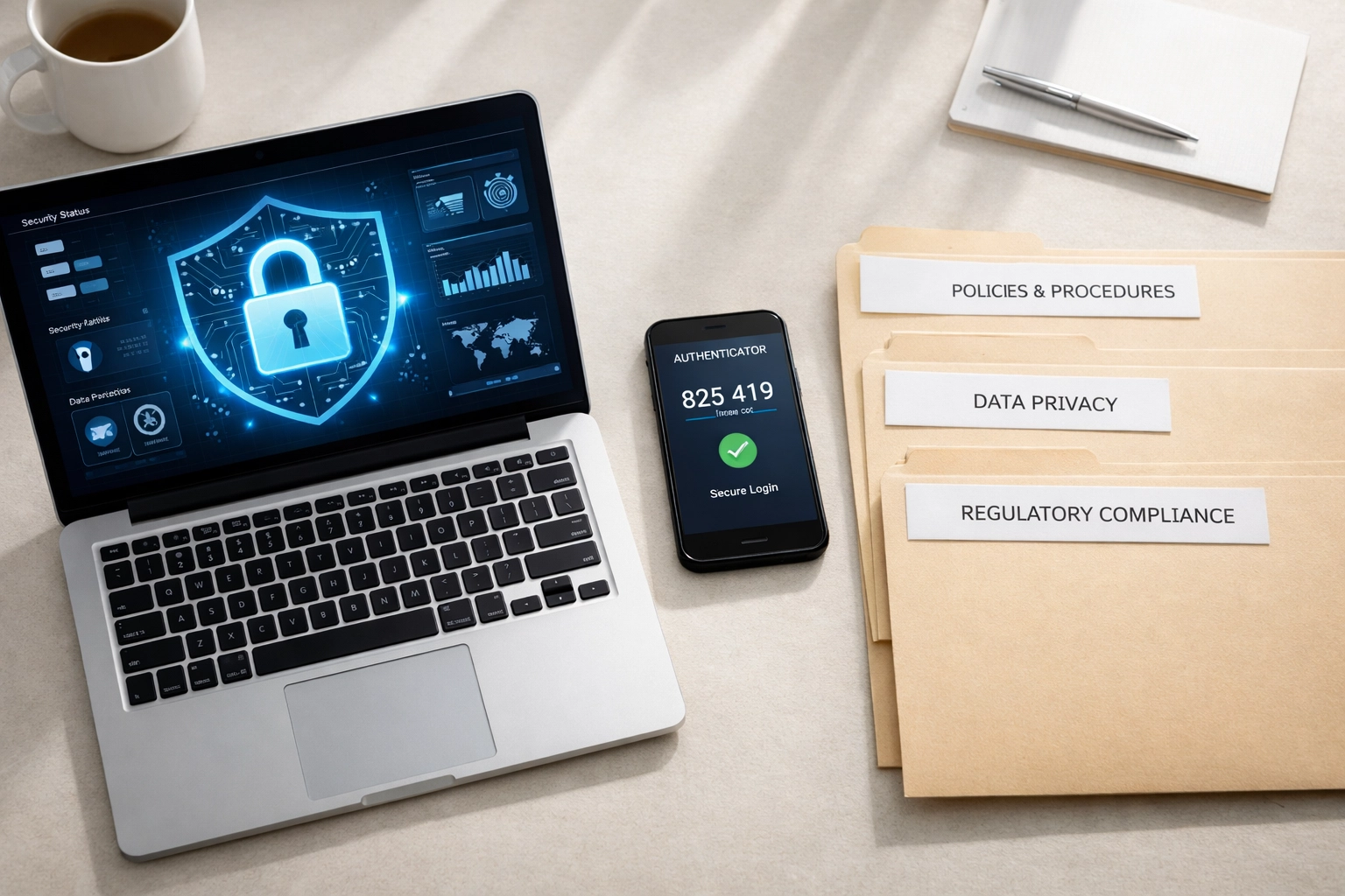 Ohio tax service bureau data security dashboard with encryption and compliance documents