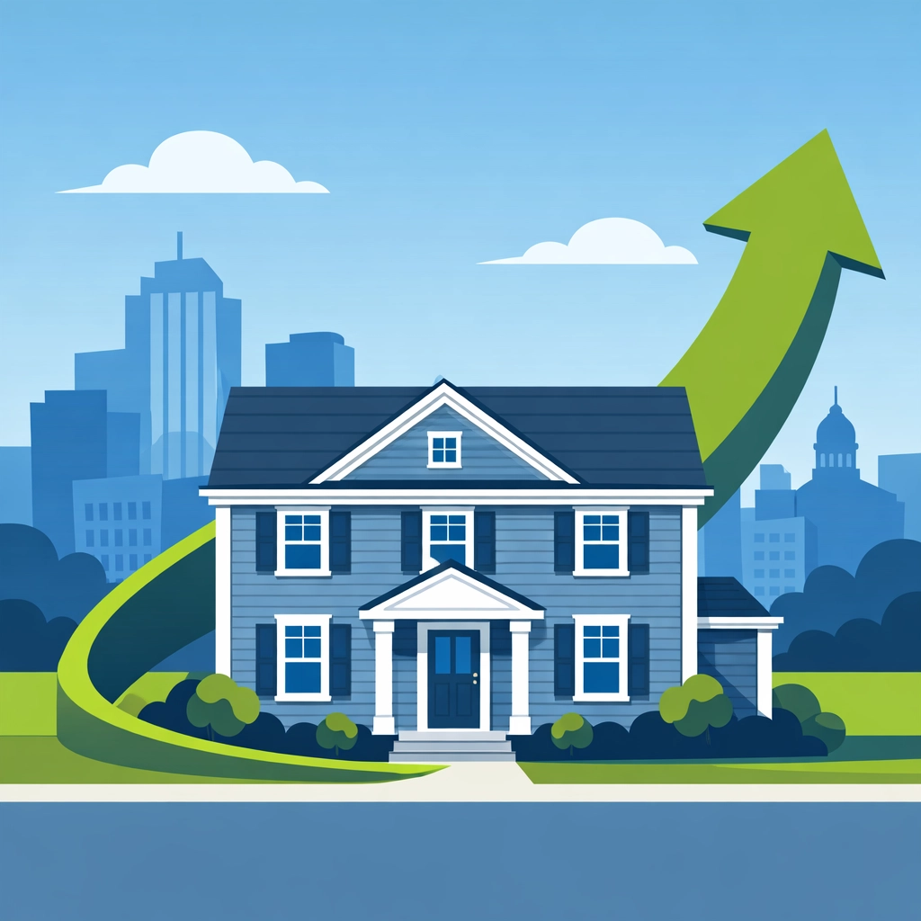 New Haven home with growth arrow representing the $40,000 SALT deduction cap tax planning advantage.