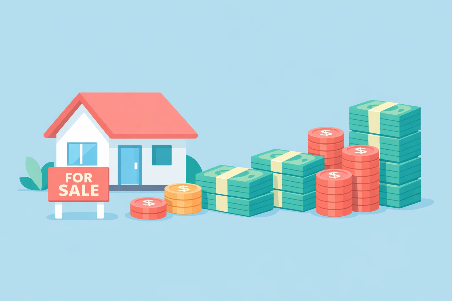 Casa en venta con dinero ahorrado para el pago inicial o down payment de hipoteca