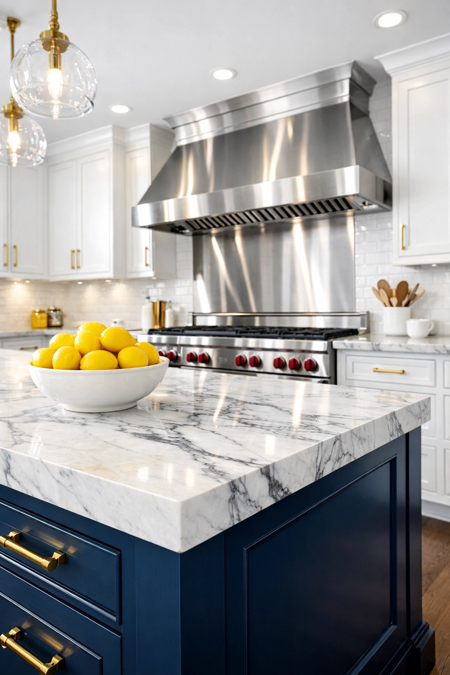 Spotless Southborough kitchen with polished marble counters following bi-weekly house cleaning services.