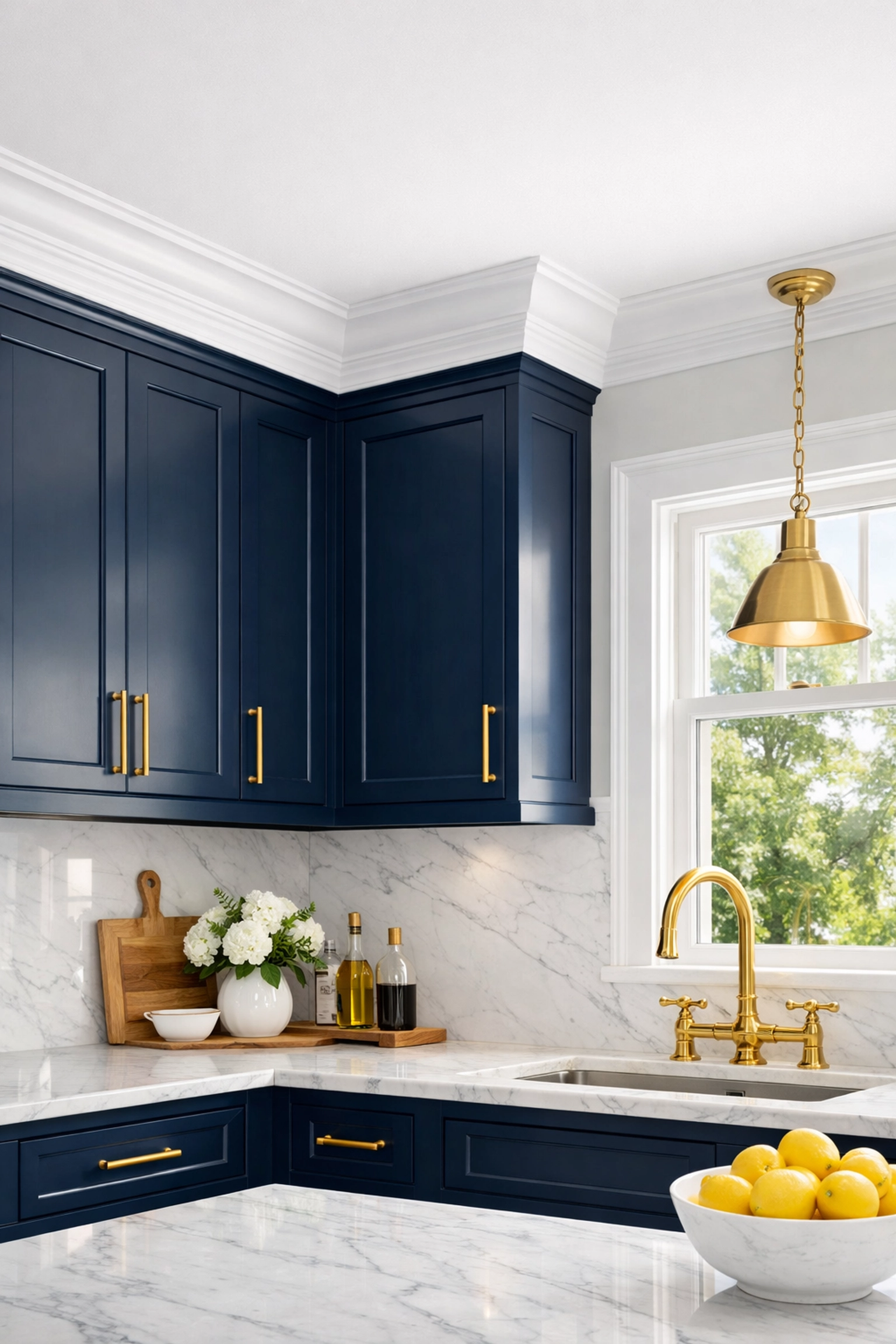 Premium deep cleaning in an Osterville kitchen with polished brass fixtures and marble counters.