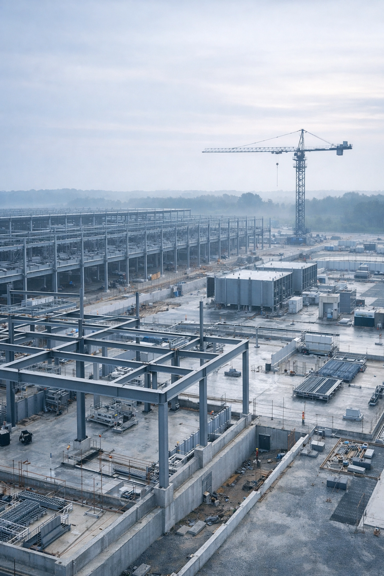Modern data center construction site in Alabama showing high-demand infrastructure development.