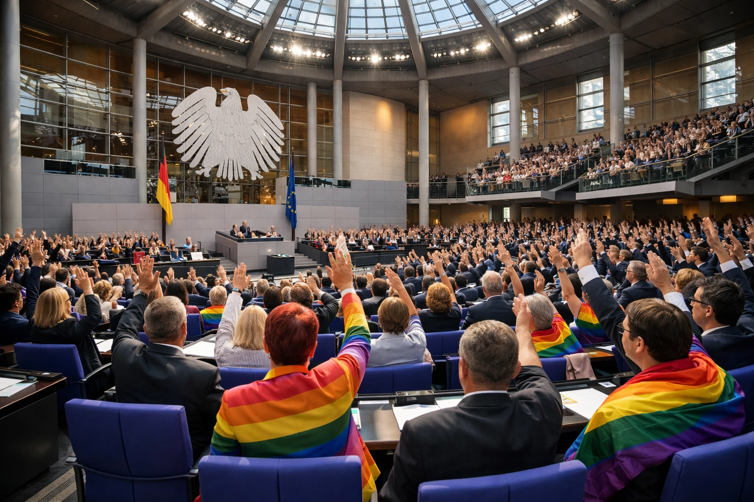 German Bundestag parliament chamber during historic marriage equality vote June 2017