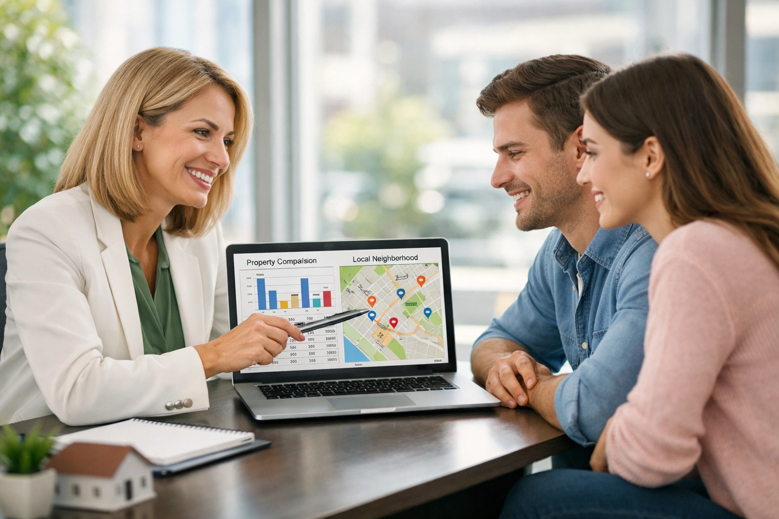 Cape Coral realtor reviewing property comparisons and cost analysis with homebuyers