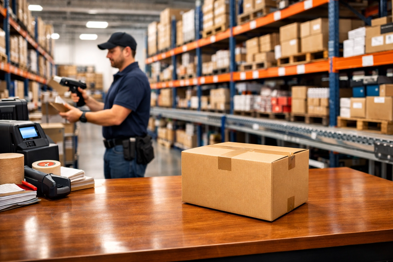 Efficient domestic 3PL fulfillment center warehouse with organized inventory and fast order processing.