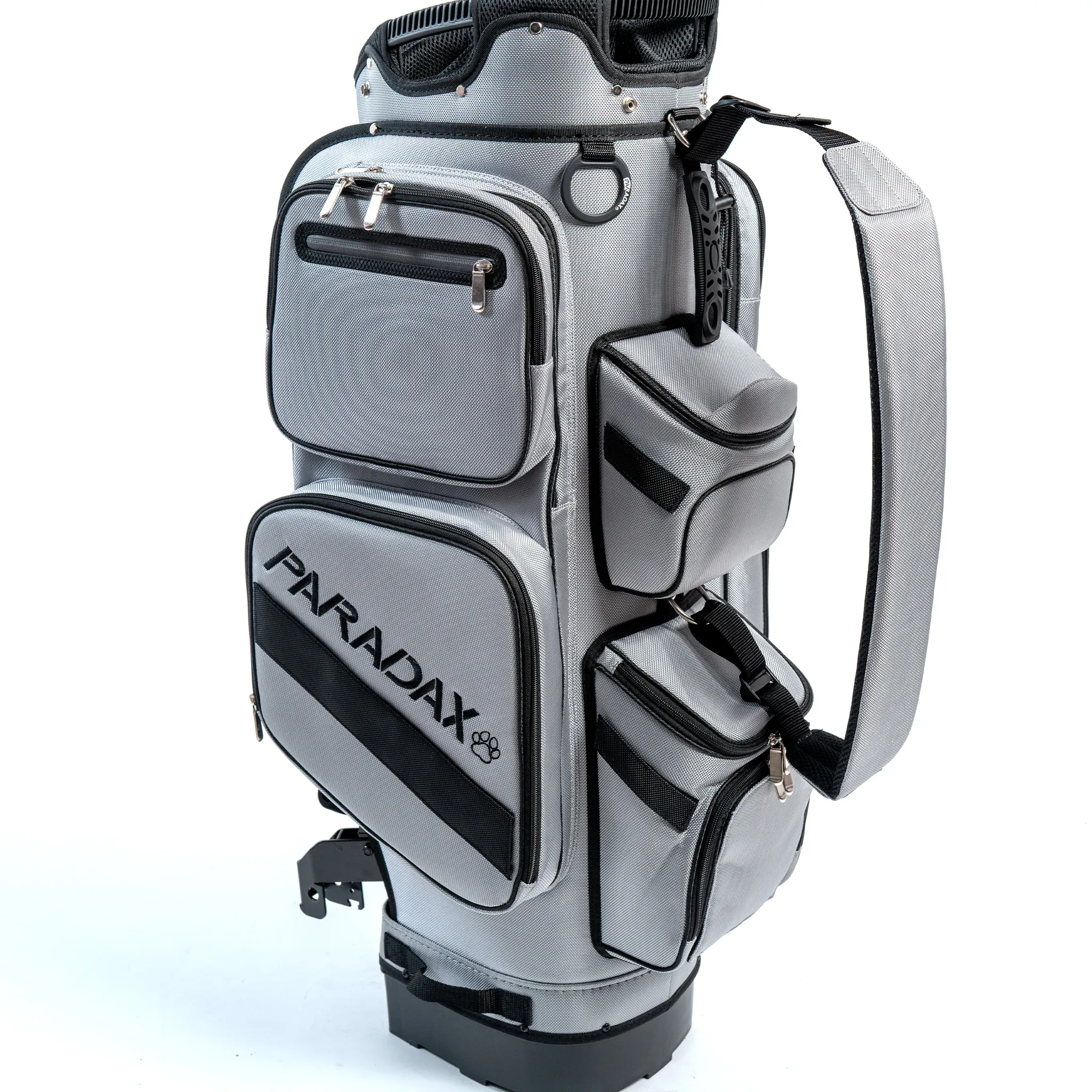 PARADAX AI-1 An all-in-one golf bag with integrated push cart features, showing the 3-in-1 integration
