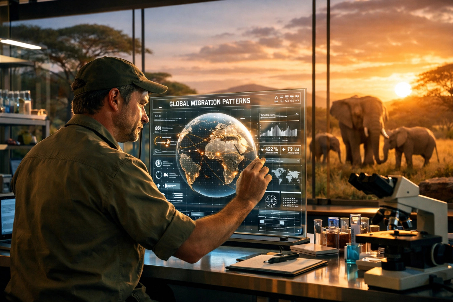 Zoo conservationist using advanced technology, highlighting a modern brand’s focus on global conservation impact.